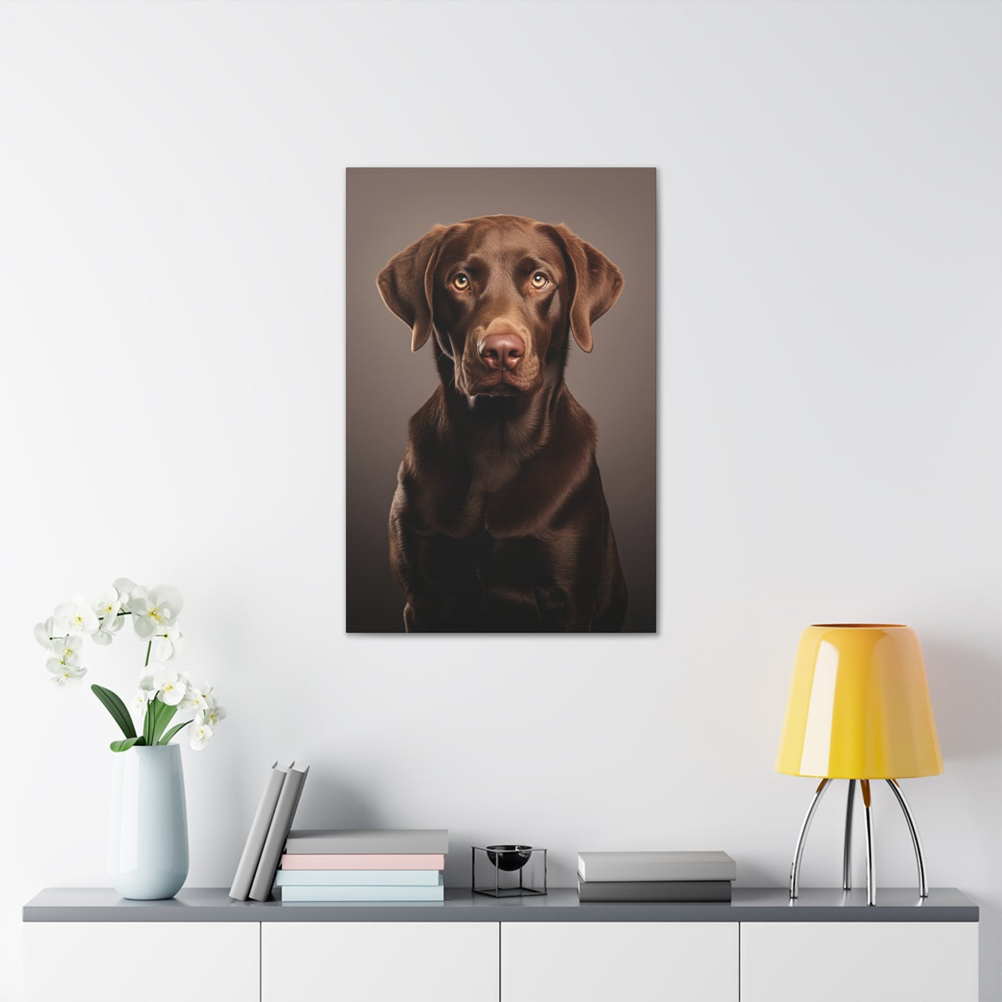 Chocolate Lab Portrait Canvas Print Aesthetic Chocolate Labrador Retrievers Wall Decor Art Prints Gifts Paintings