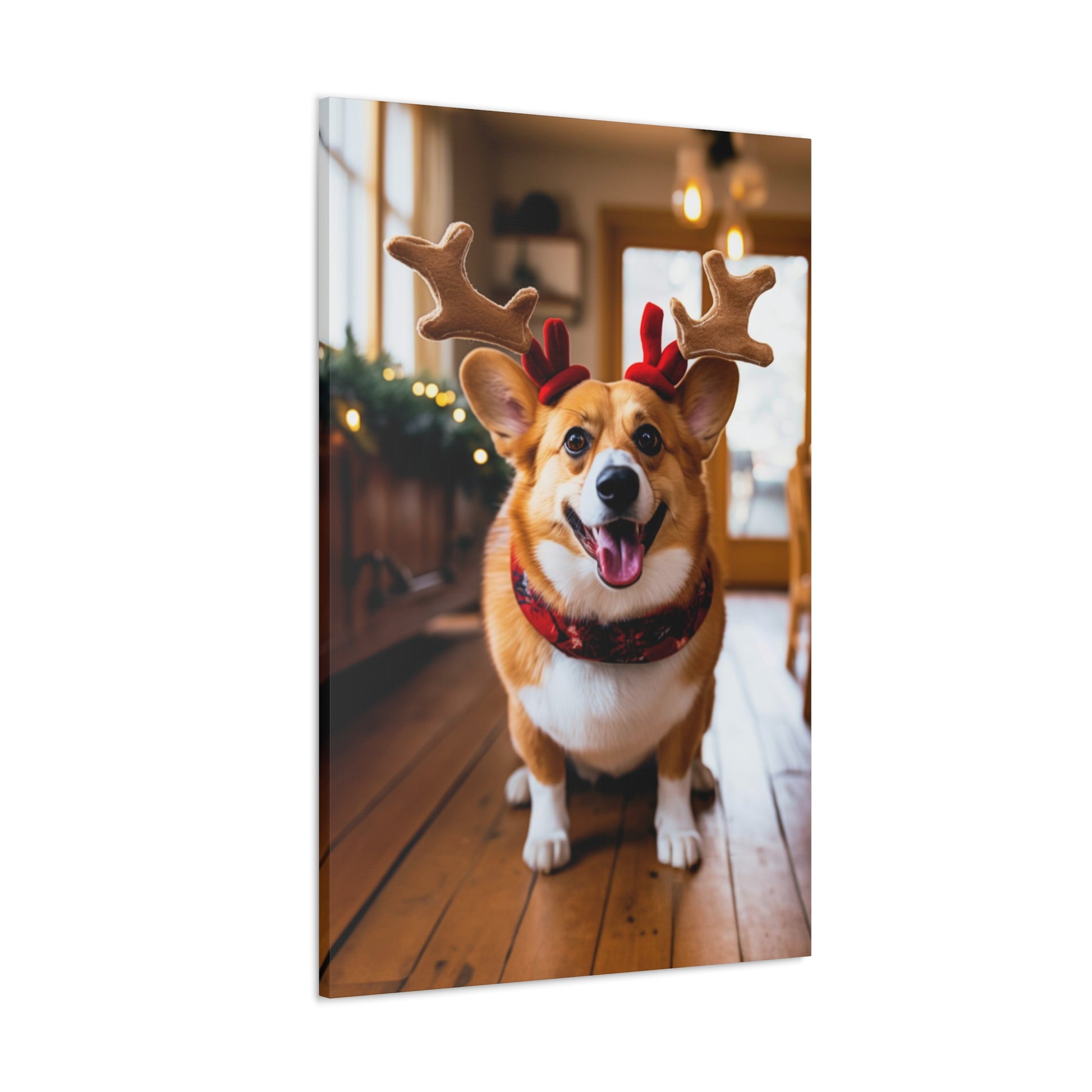 Christmas Corgis with reindeer antlers decor ideas