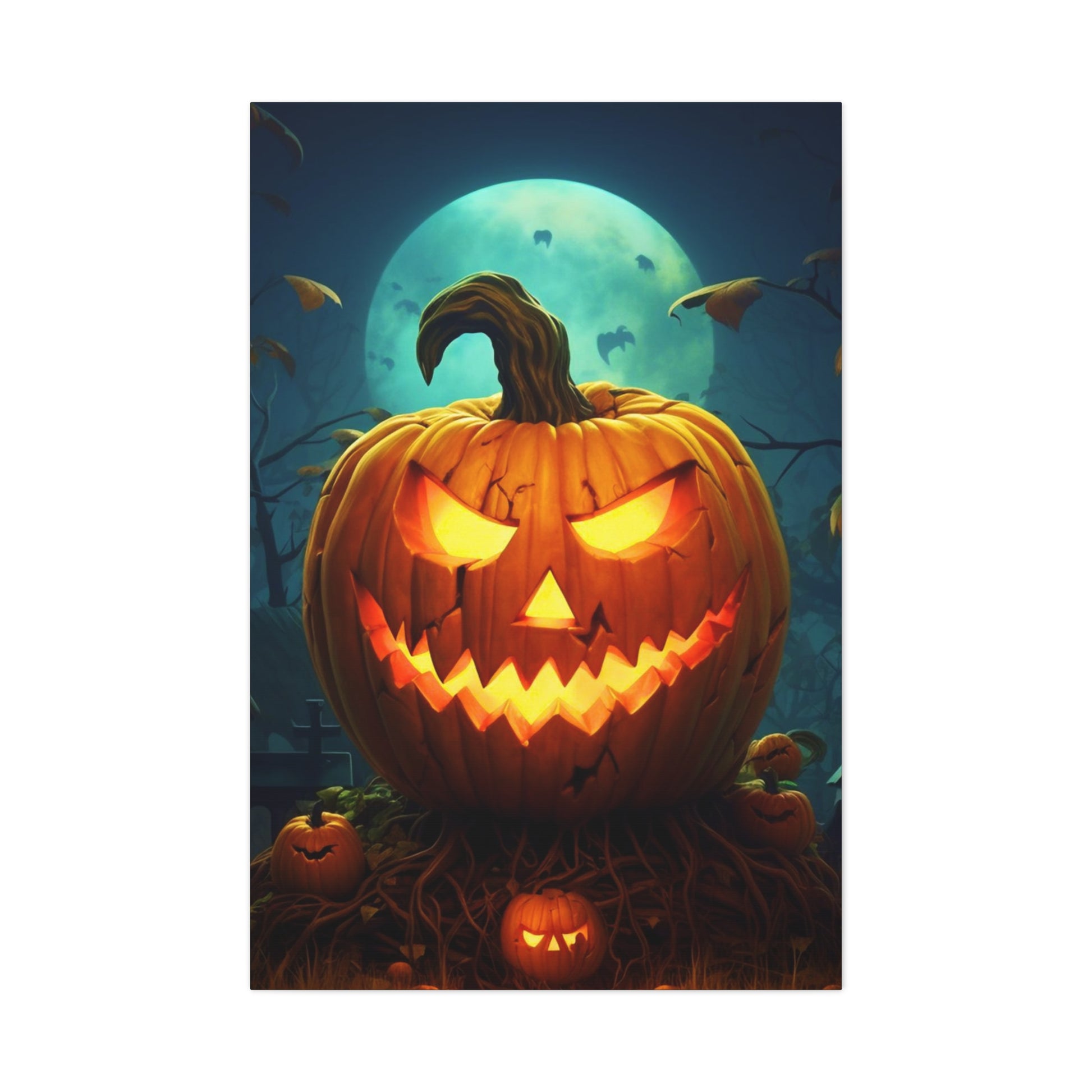Halloween jack-o-lantern art,  jack-o-lantern aesthetic Halloween wall decor