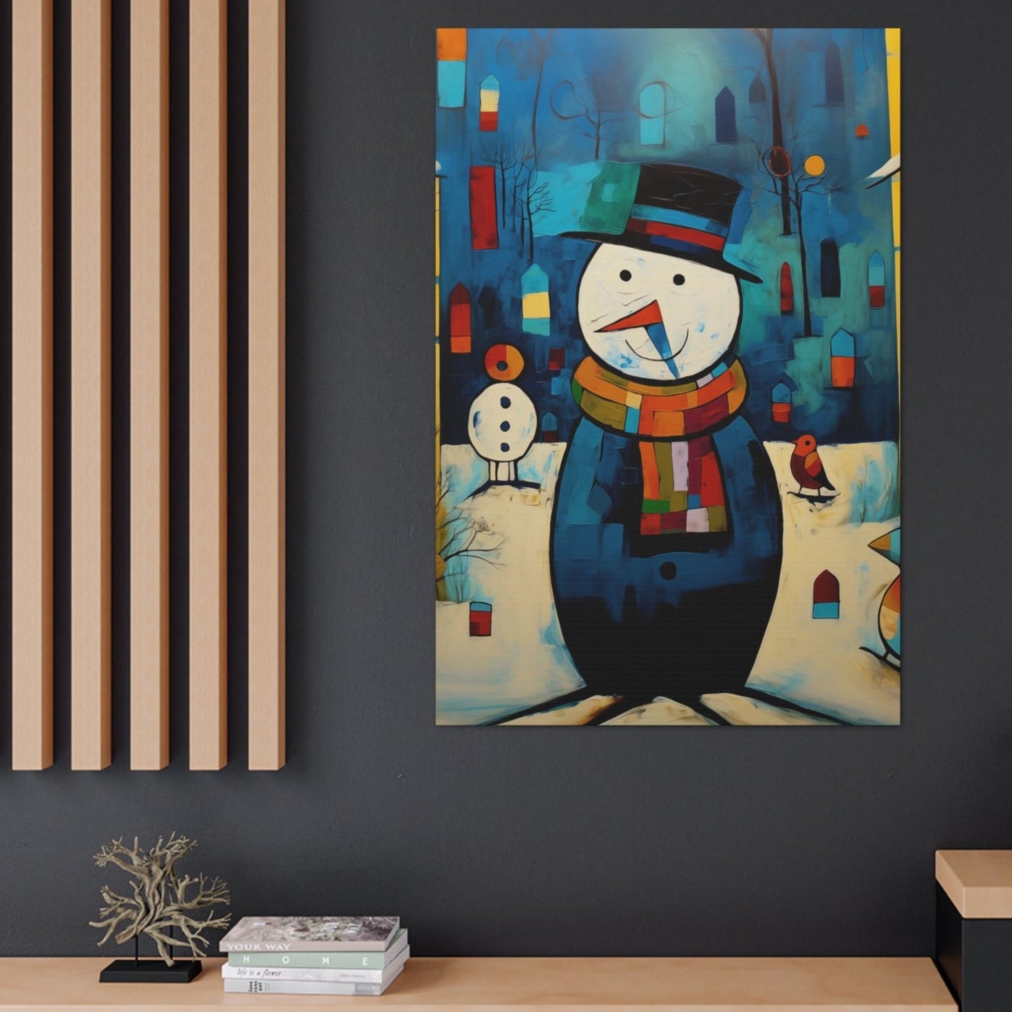 Christmas Snowman wall art PIcasso style