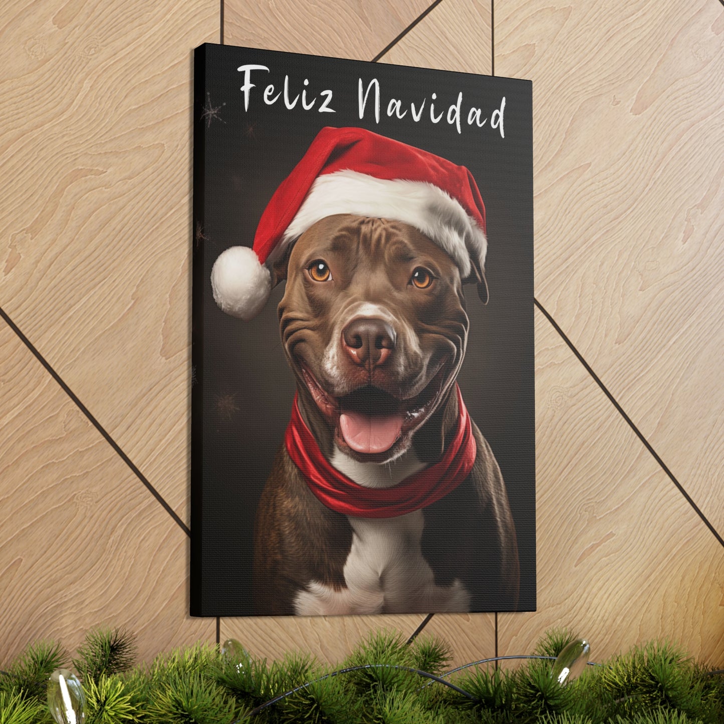 Christmas Pit Bulls with Santa hat decor ideas