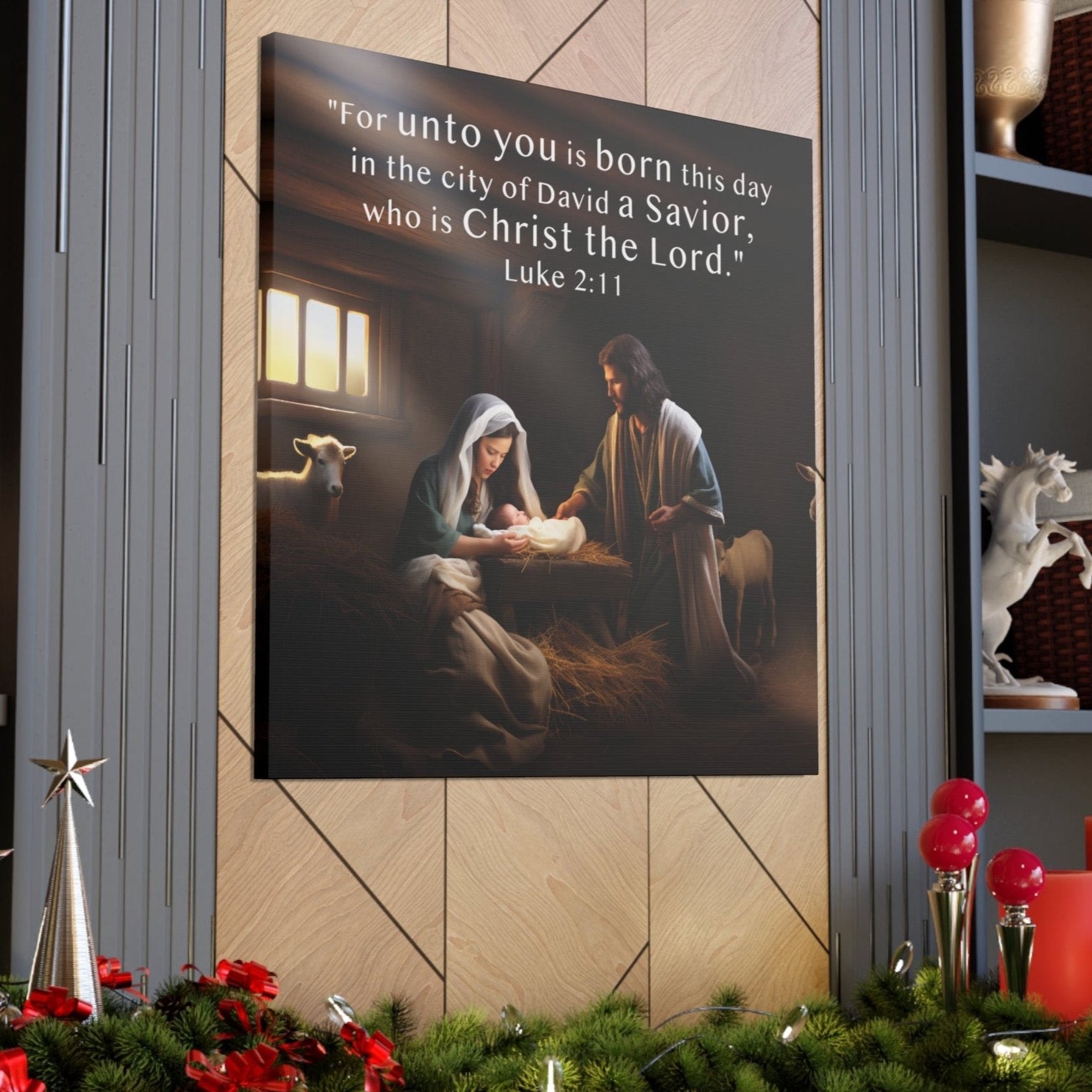 Jesus manger wall art decor, Luke 2:11 art decor gift