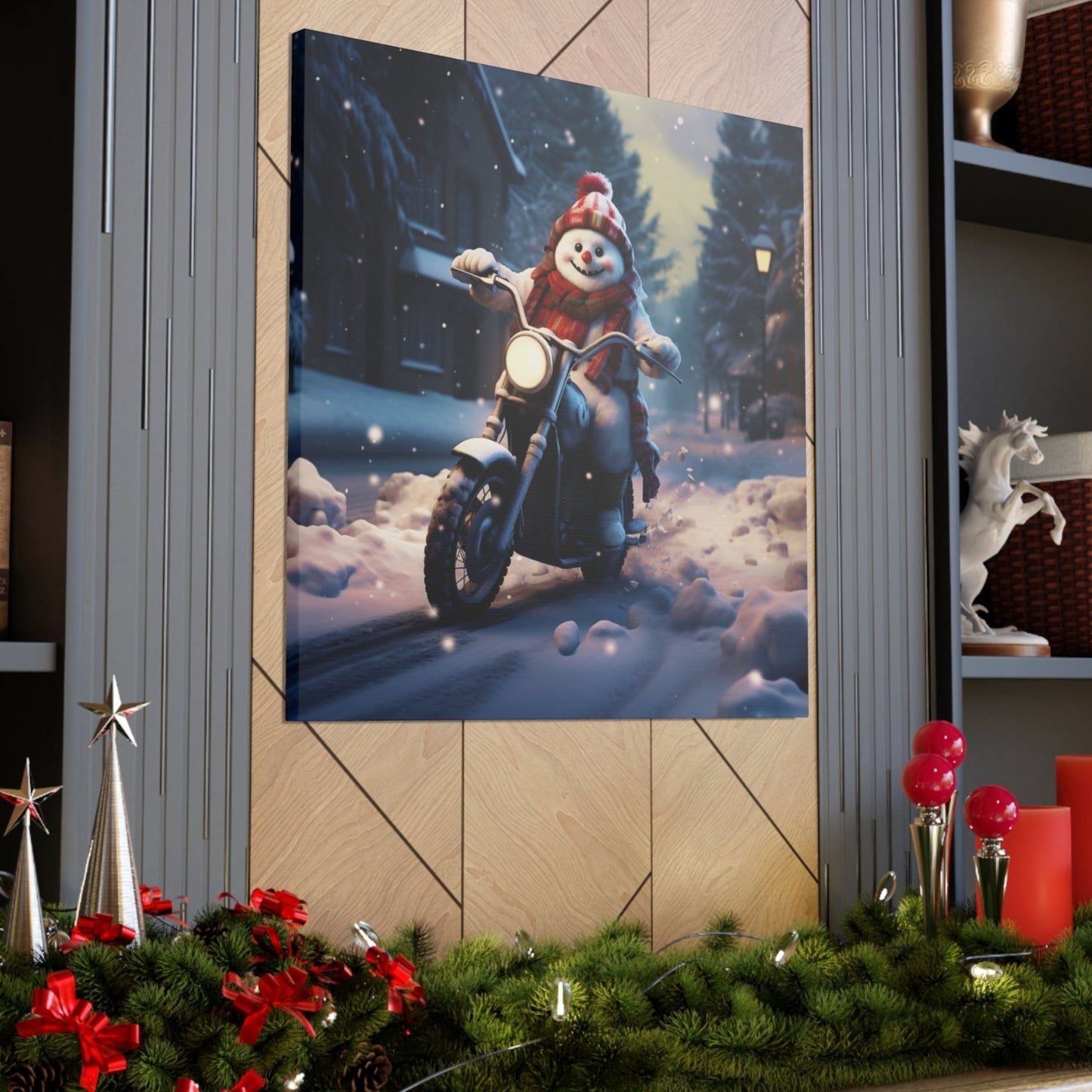 Christmas Snowman motorcycle wall decor art prints