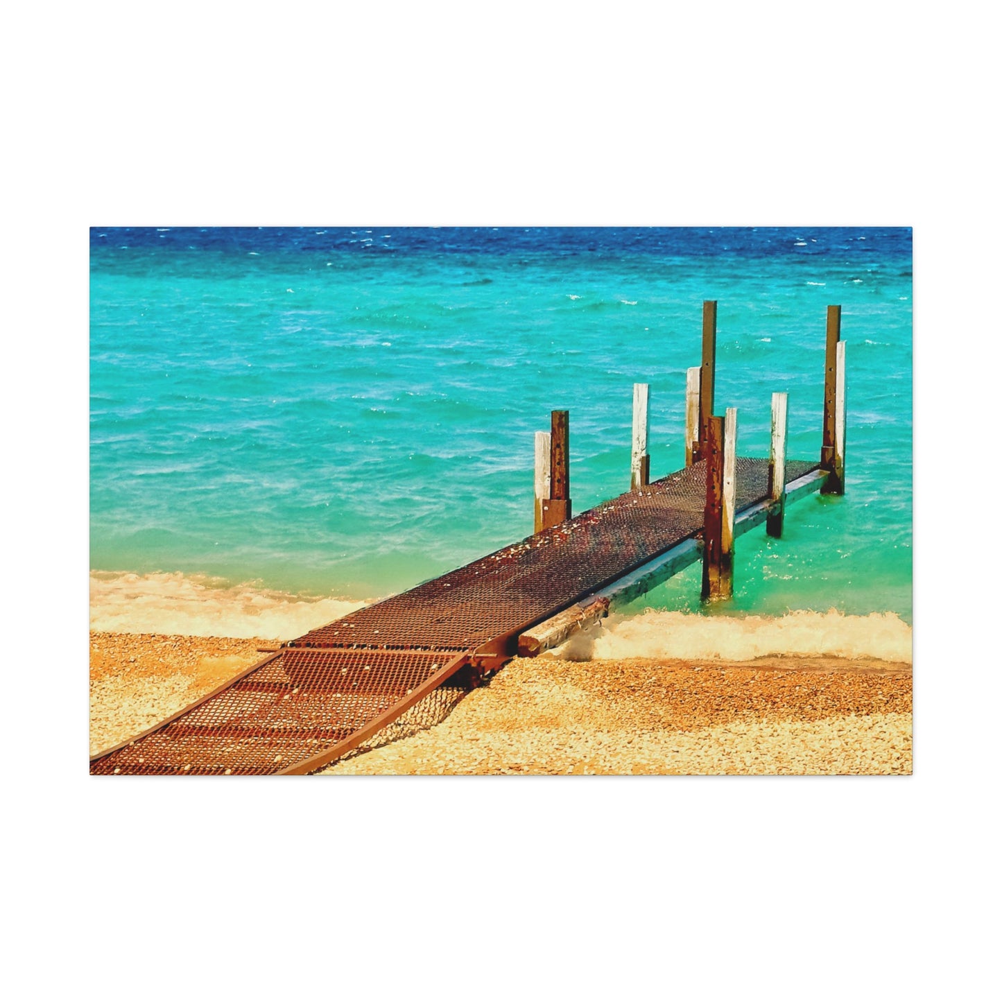 aesthetic Lake Michigan decor, lake pier canvas prints