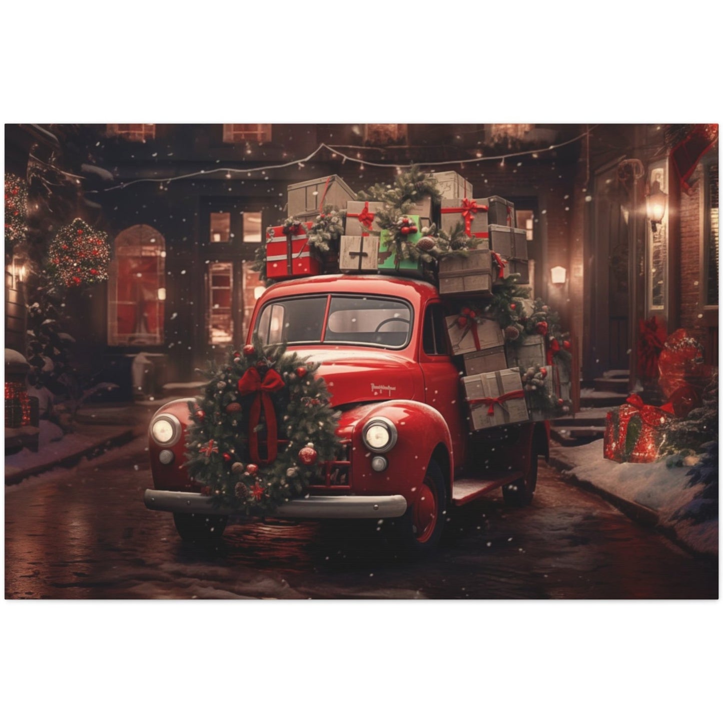 red christmas truck wall art decor