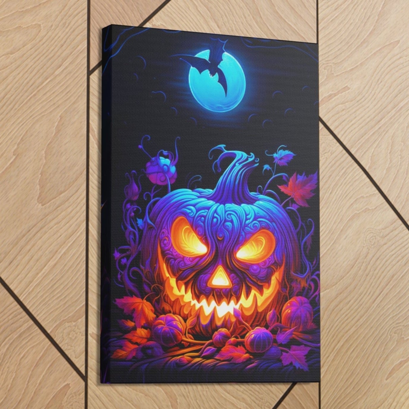 Halloween jack-o-lantern scene wall art