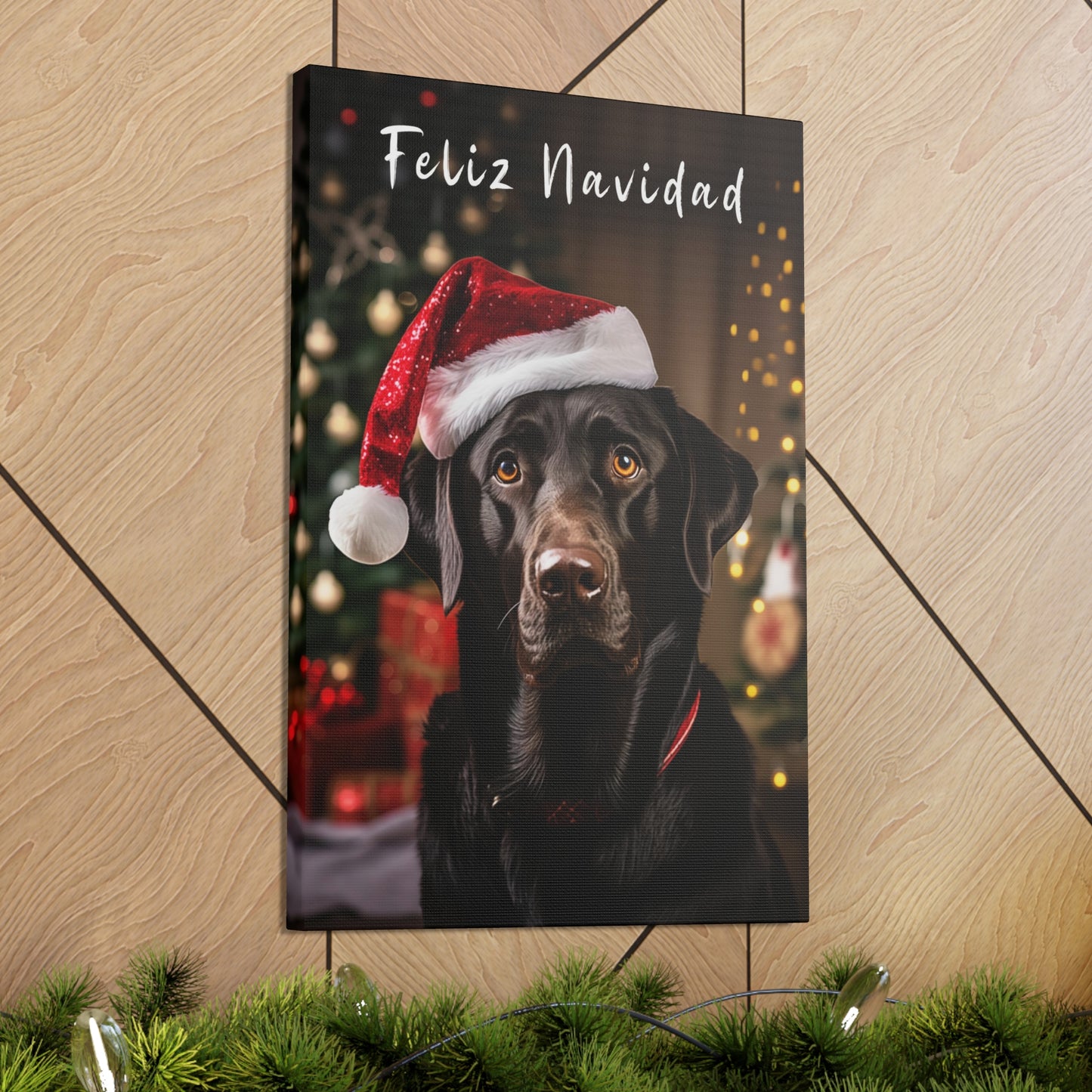 Christmas Black Labs with Santa hat decor ideas