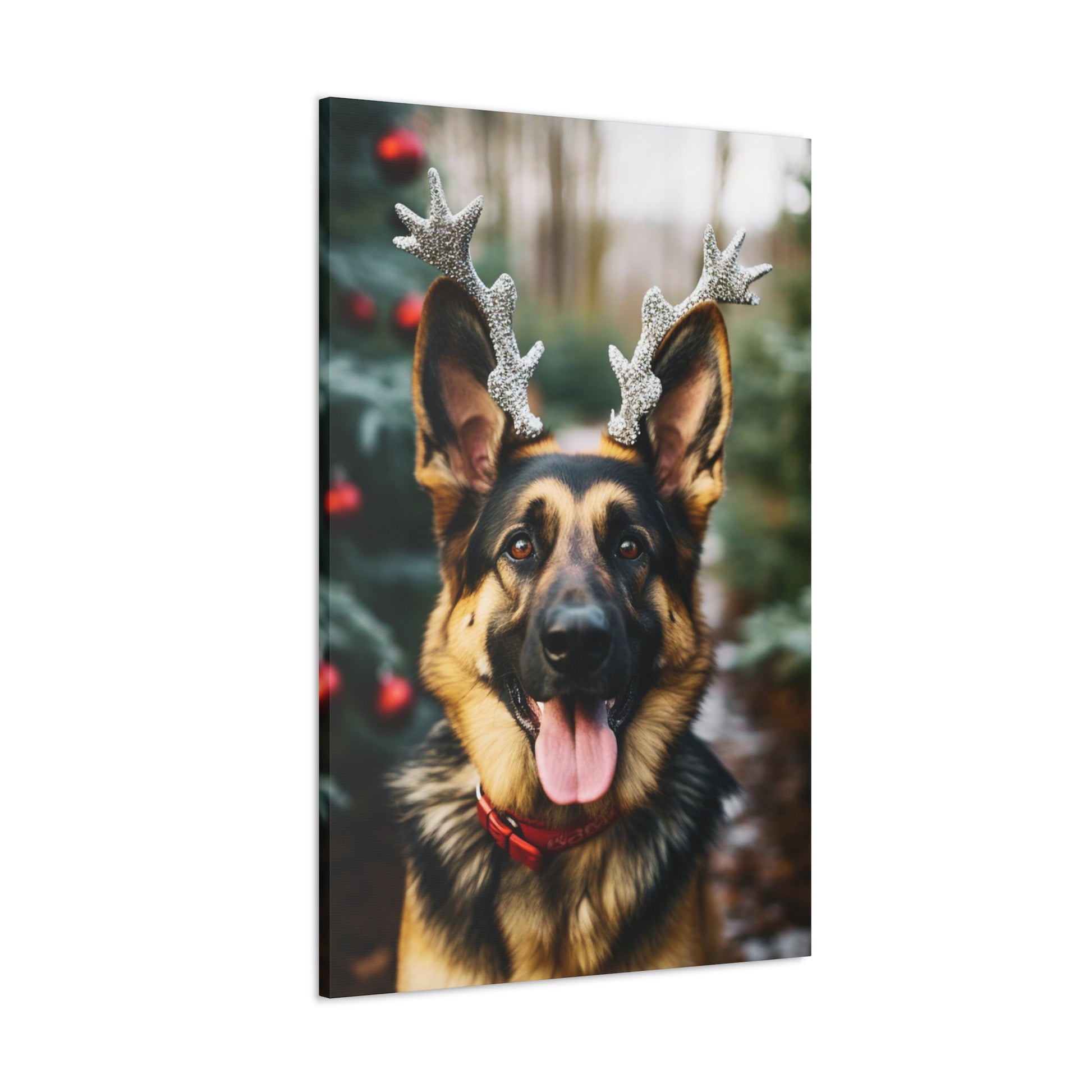 Christmas German Shepherd with reindeer antlers decor idea