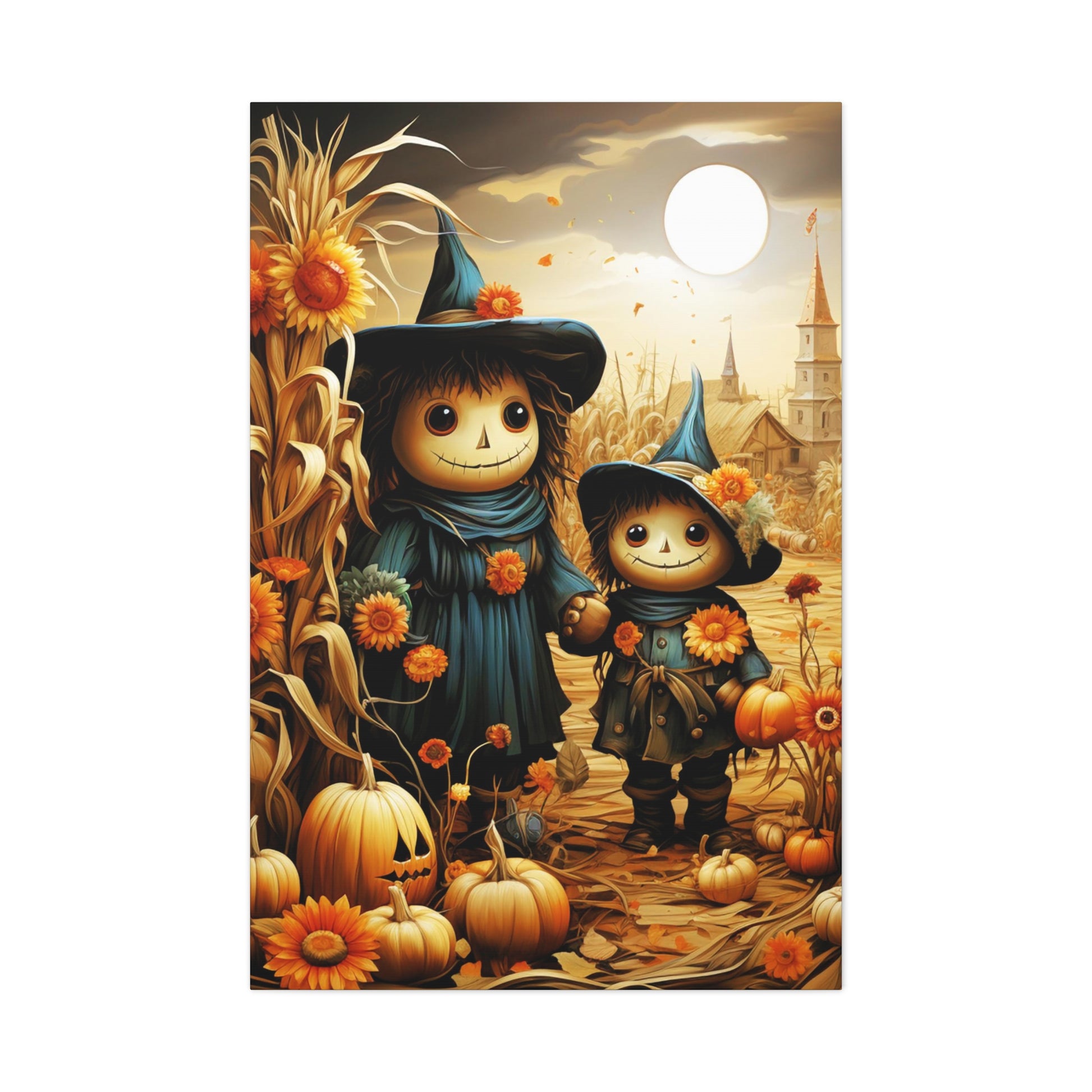 aesthetic Halloween scarecrow wall art