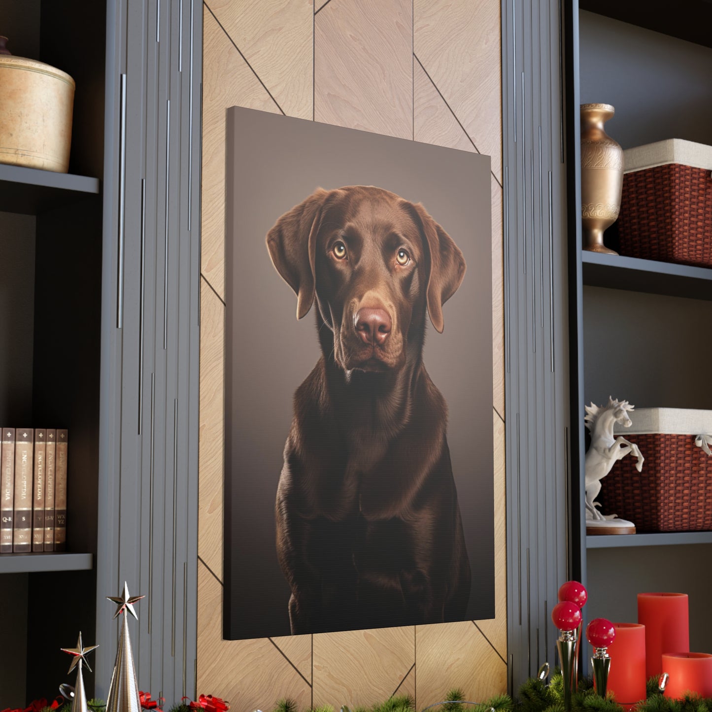 Chocolate Lab Portrait Canvas Print Aesthetic Chocolate Labrador Retrievers Wall Decor Art Prints Gifts Paintings
