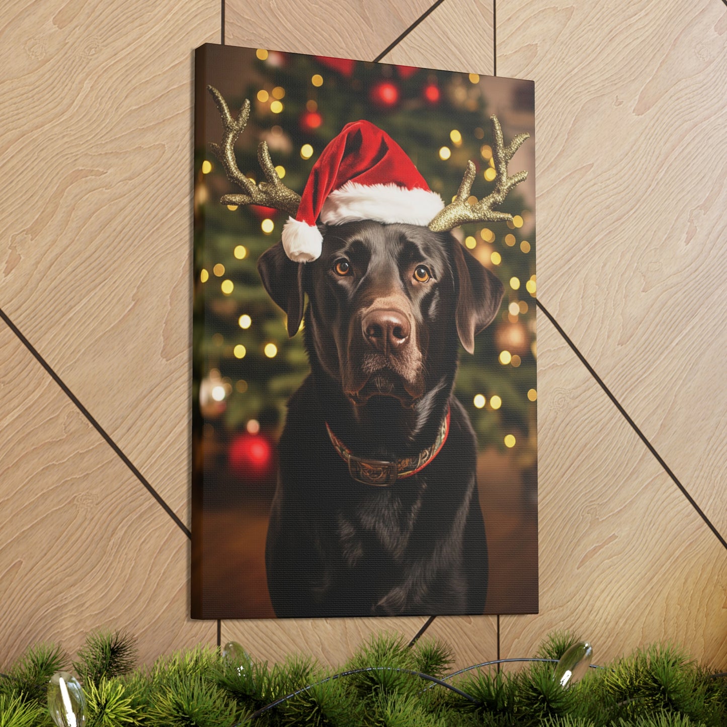 Christmas Chocolate Labs with Santa hat decor ideas