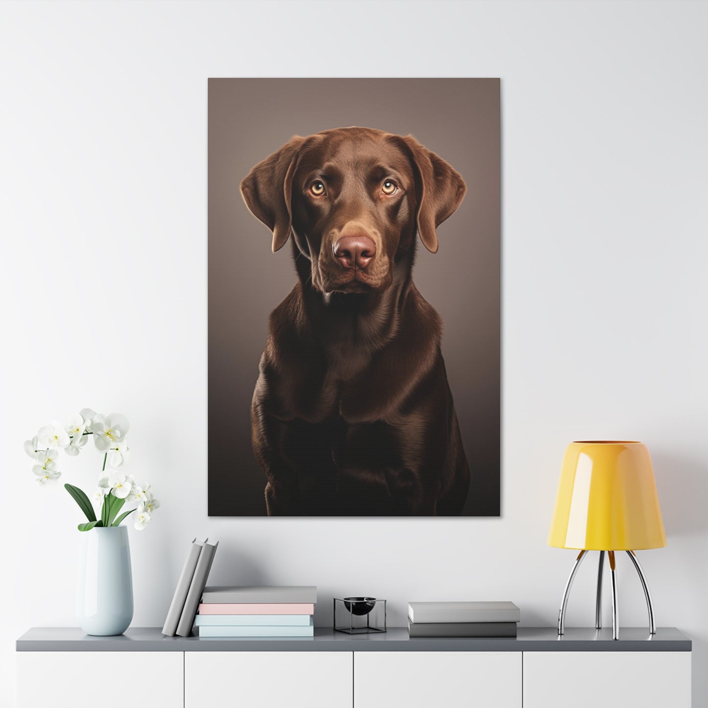 Chocolate Lab Portrait Canvas Print Aesthetic Chocolate Labrador Retrievers Wall Decor Art Prints Gifts Paintings