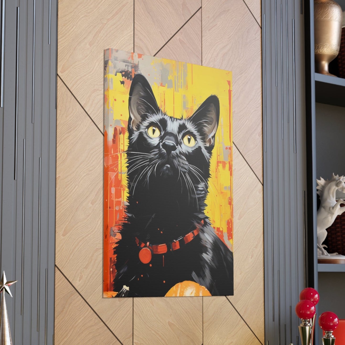 Halloween canvas prints pumpkins black cats