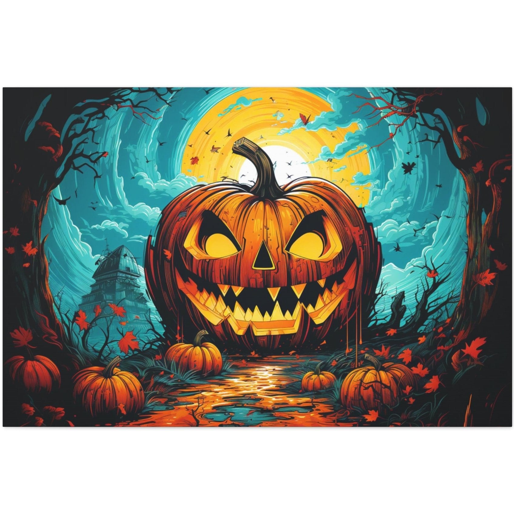 Halloween pop art jack-o-lantern art, pop art jack-o-lantern aesthetic Halloween wall decor