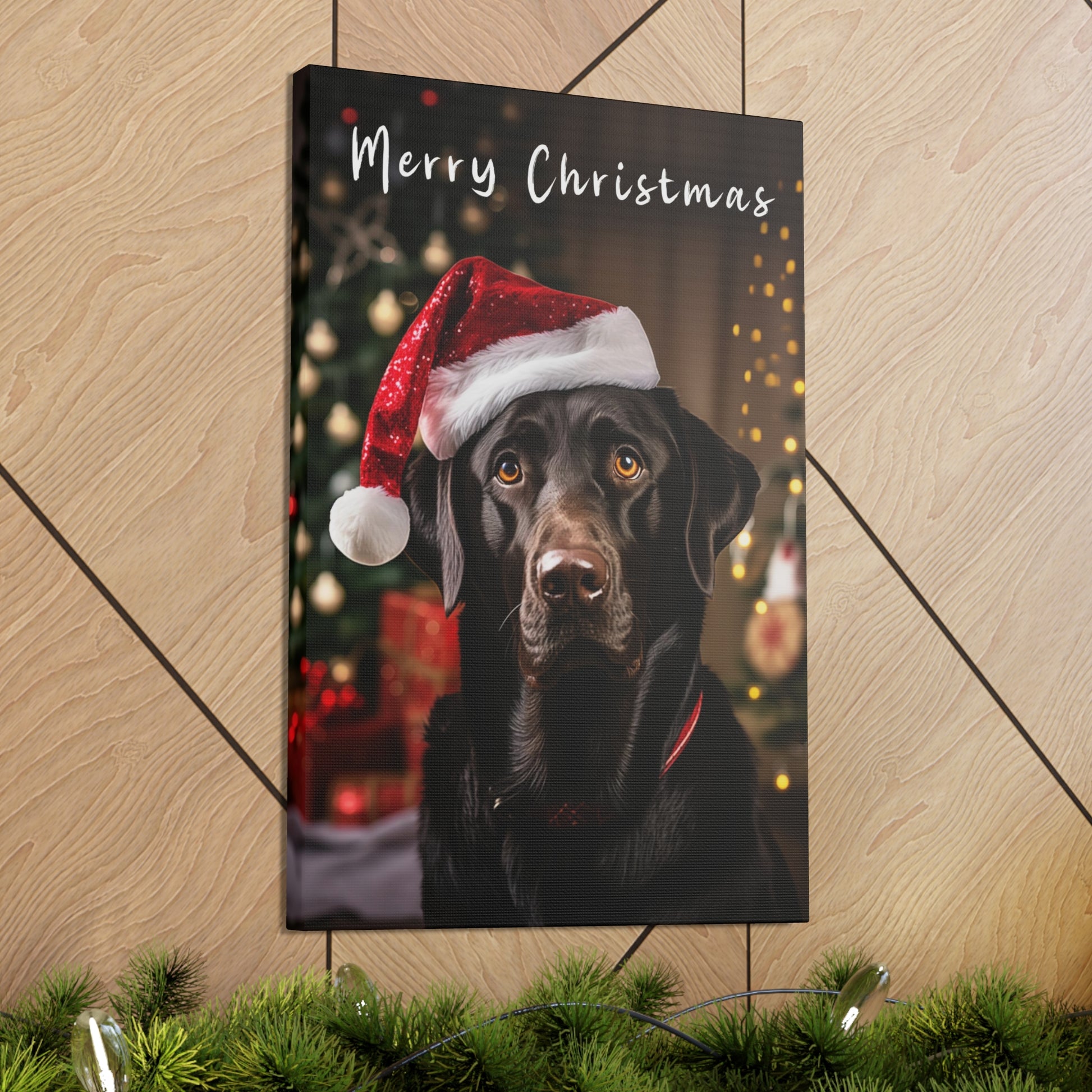 Christmas Black Labs with Santa hat decor ideas