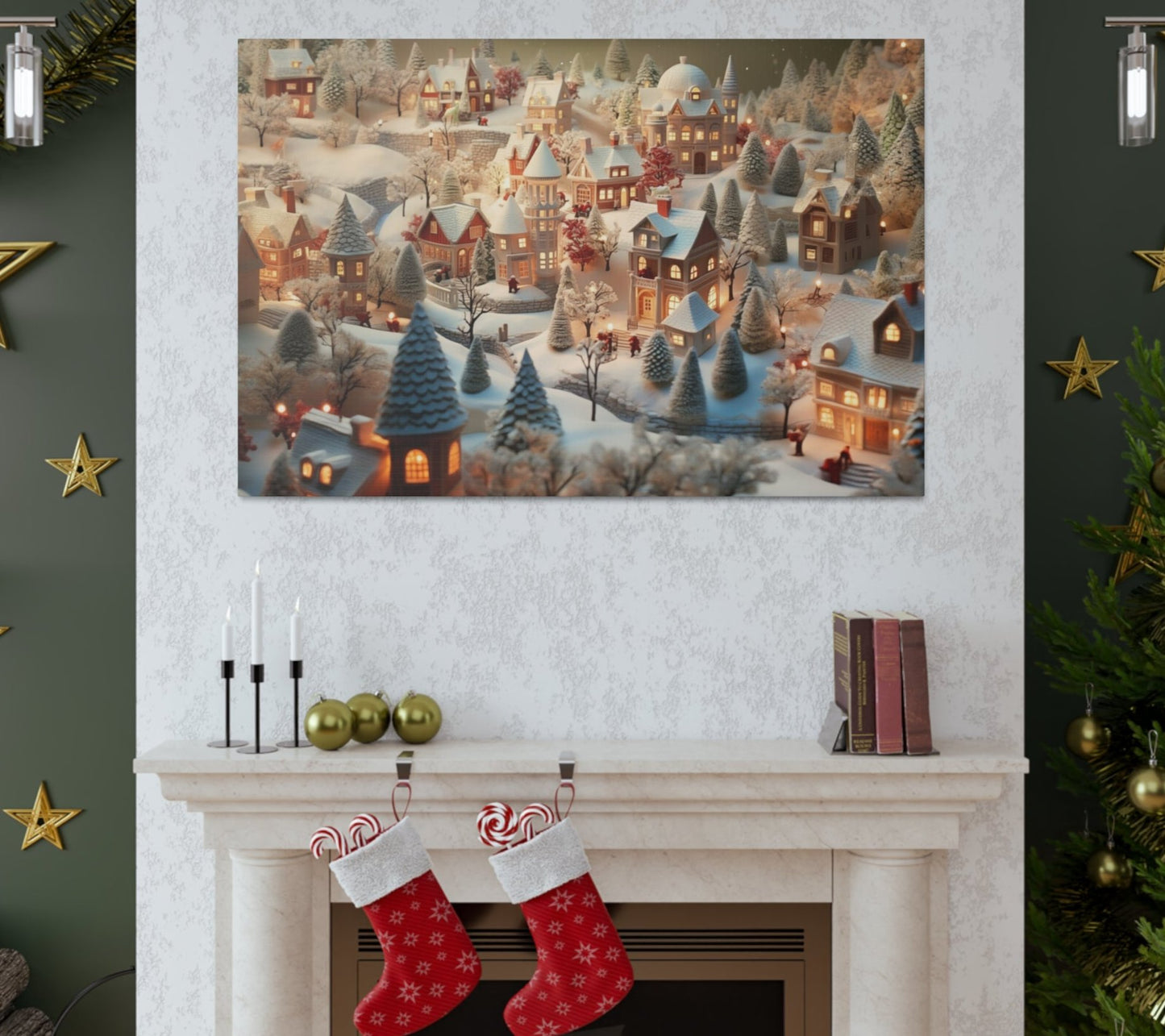 cute christmas village wall decor