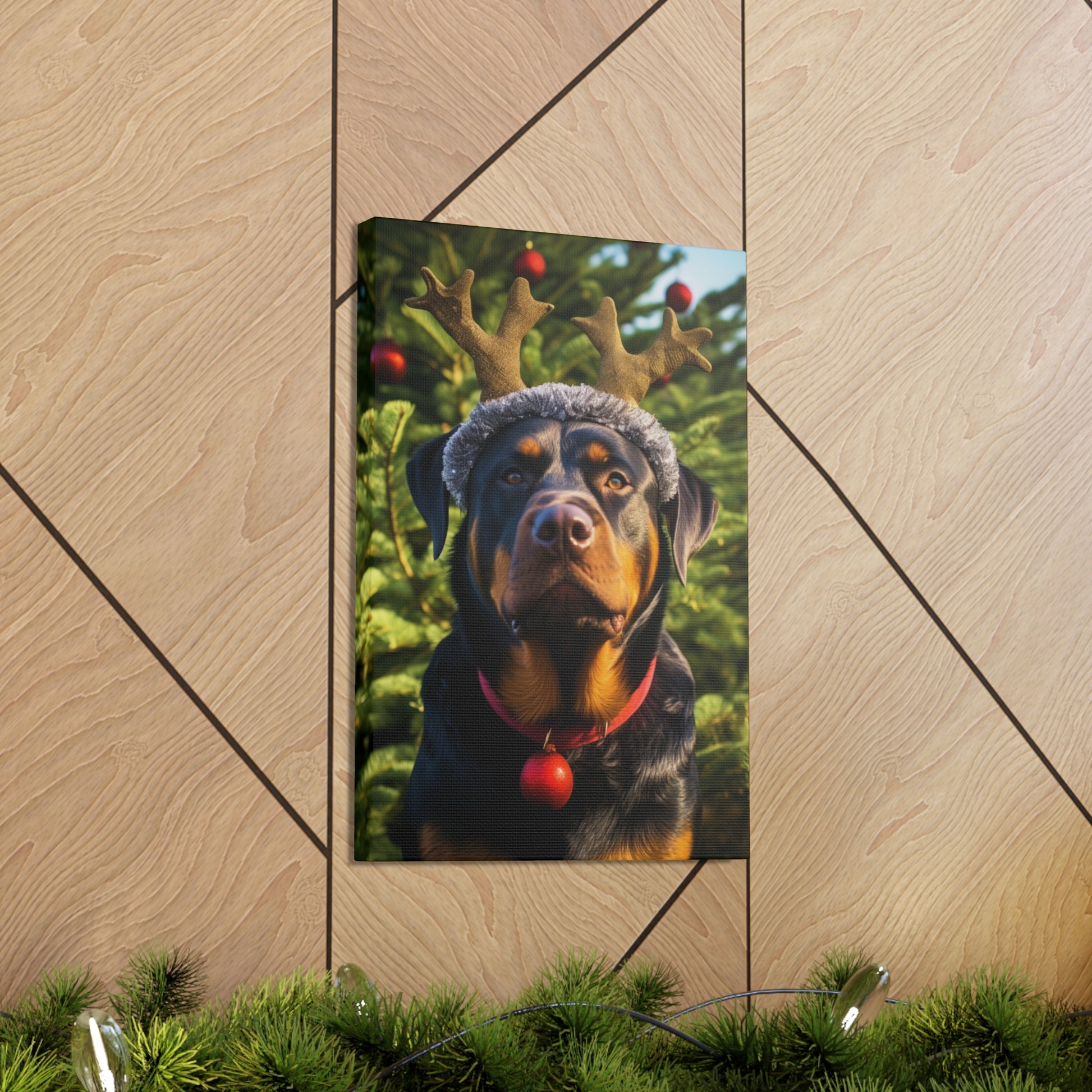 Christmas Rottweiler wall decor