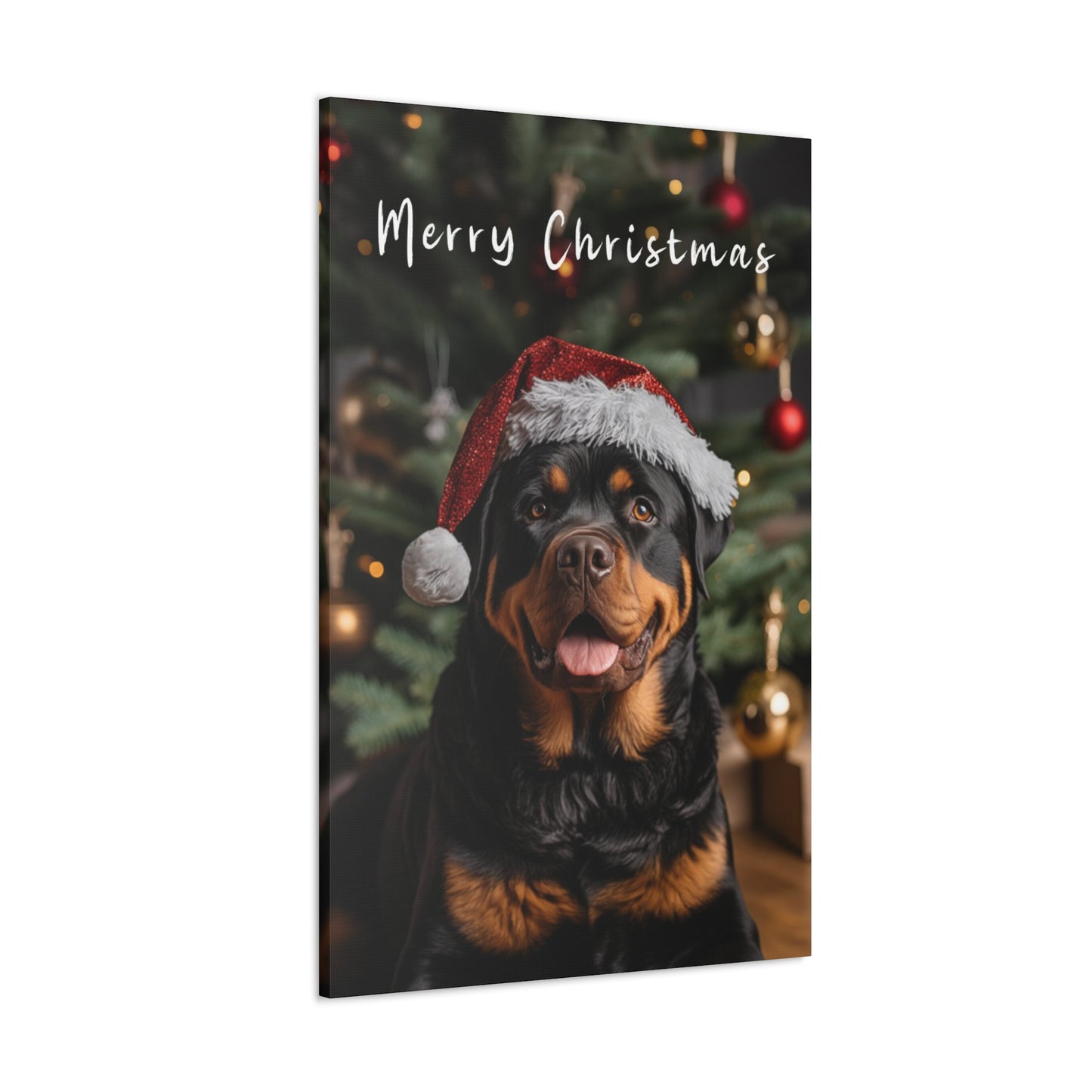 Rottweilers wearing Santa hat canvas print