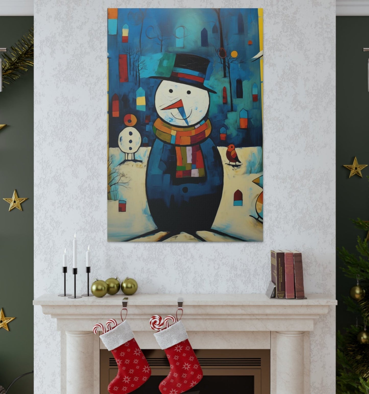 Christmas Snowman canvas print PIcasso-Style