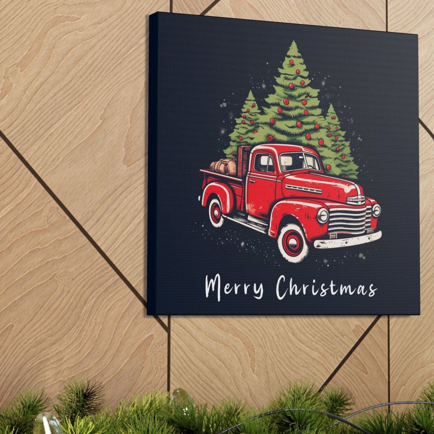 Christmas truck red wall art decor