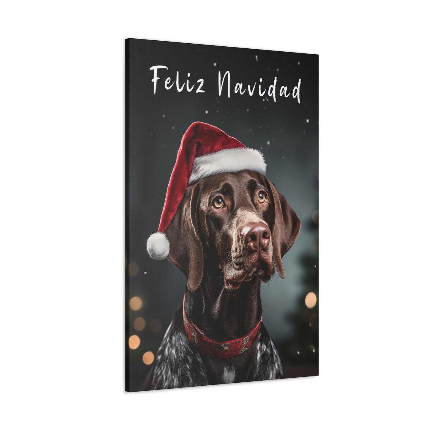 Feliz Navidad German Shorthaired Pointers wearing Santa hat canvas print