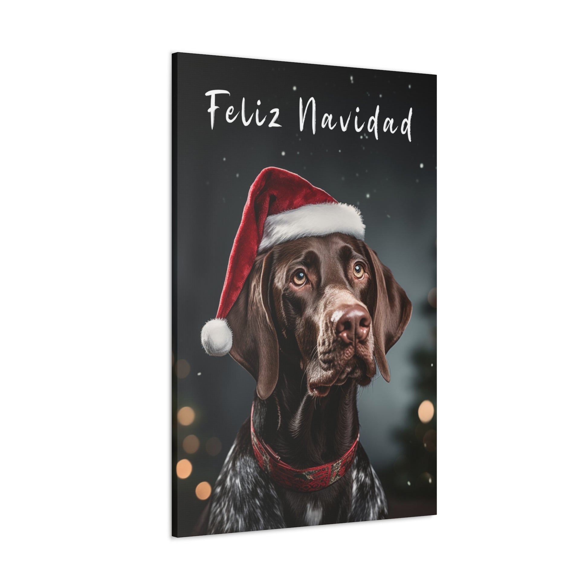 Feliz Navidad German Shorthaired Pointers wearing Santa hat canvas print