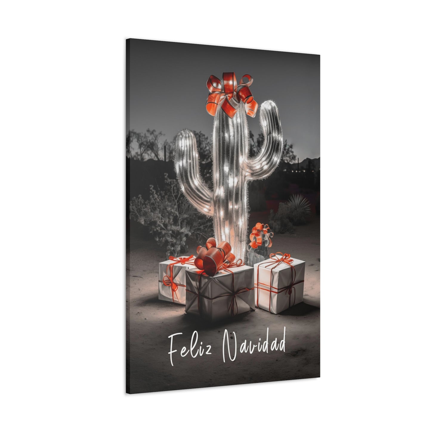 Cactus Christmas Tree Feliz Navidad canvas prints