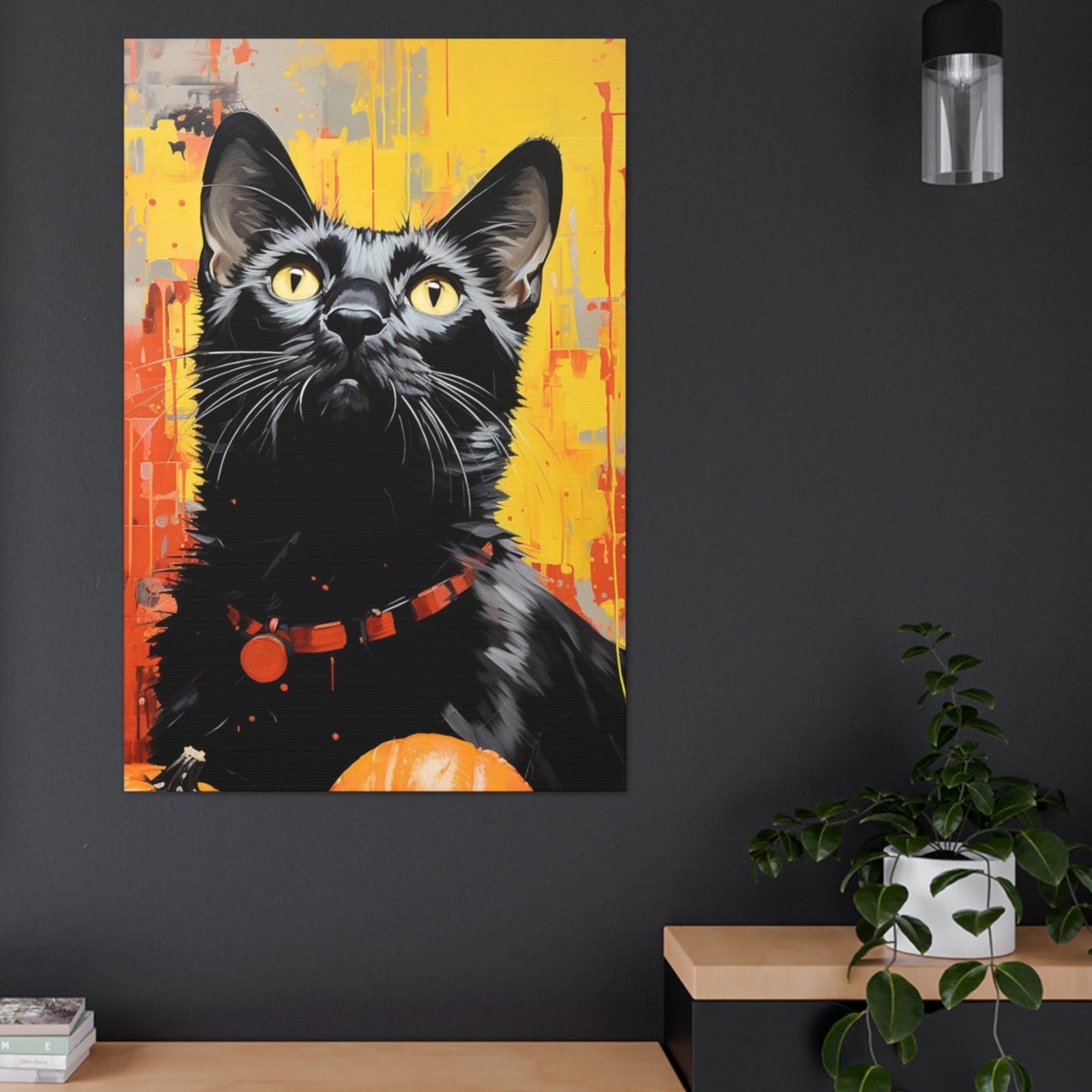Halloween black cats Andy Warhol art print pumpkins