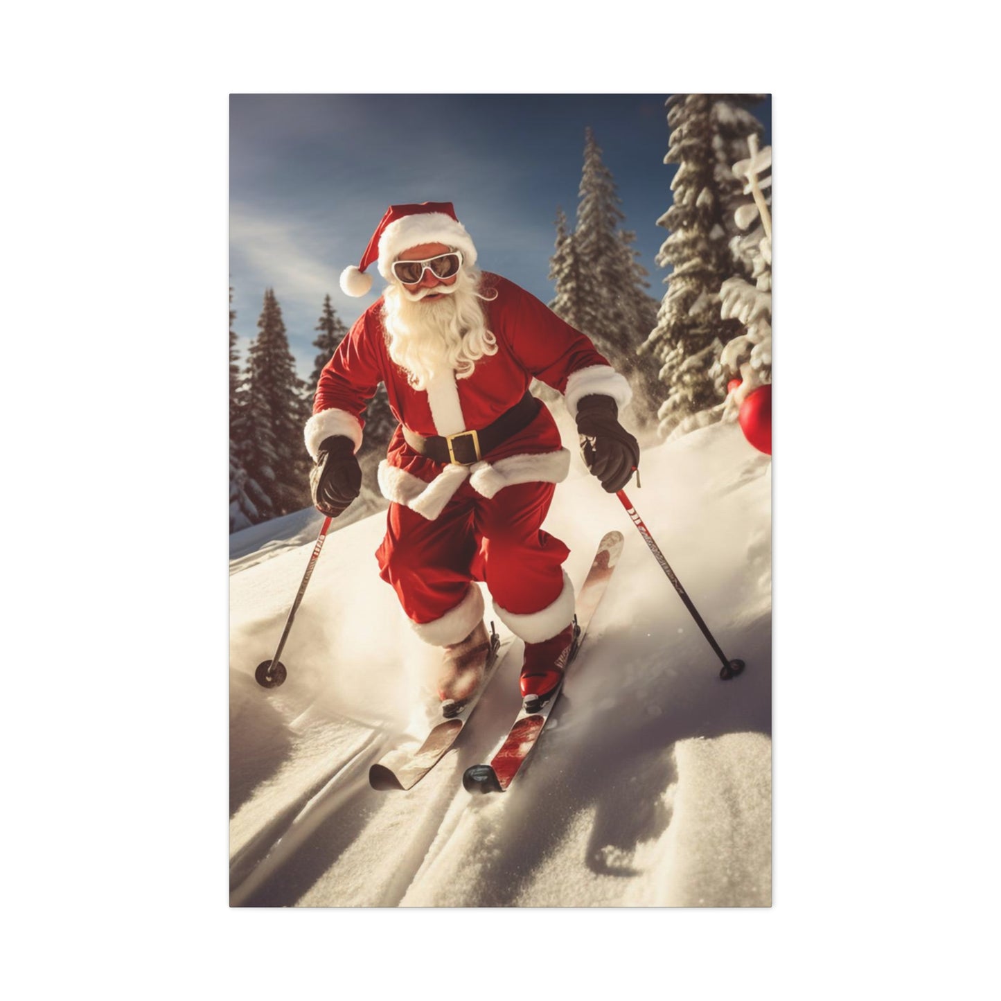 Santa claus skiing wall art decor gift