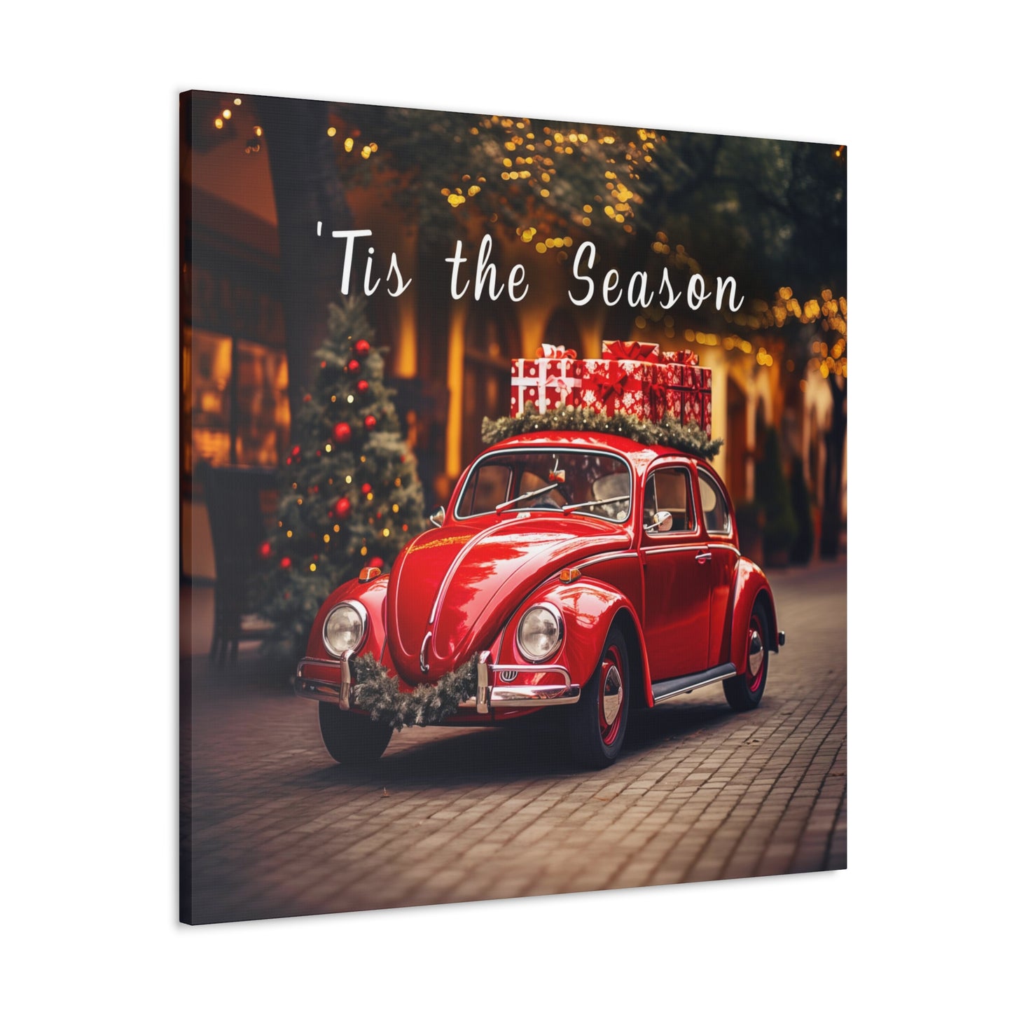 red christmas Volkswagen Beetle wall decor art