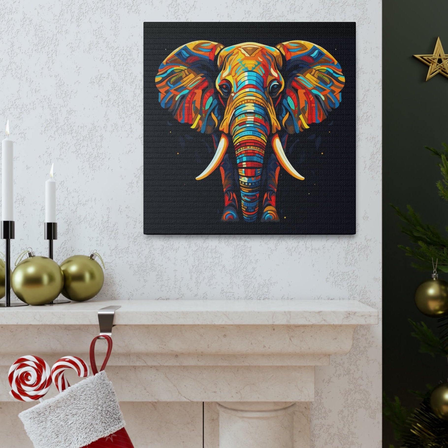 wall art of art deco elephant