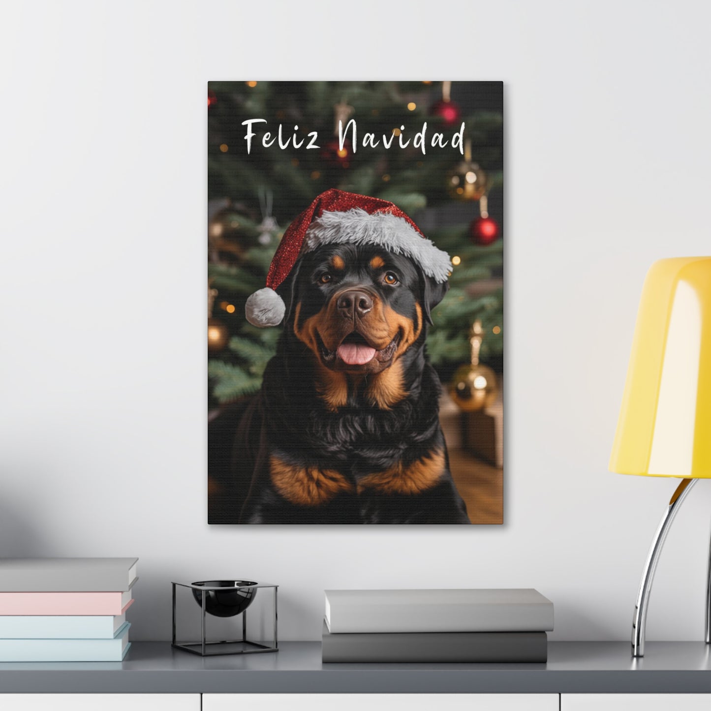 Christmas Rottweilers Feliz Navidad wall decor