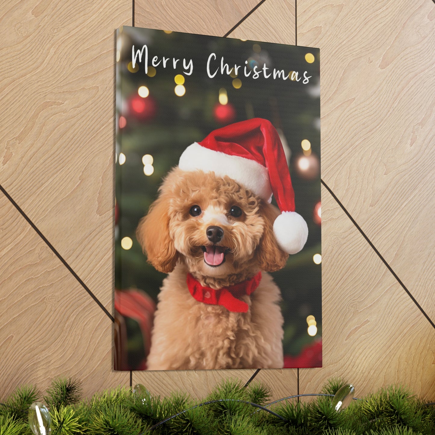 Christmas Poodles with Santa hat decor ideas