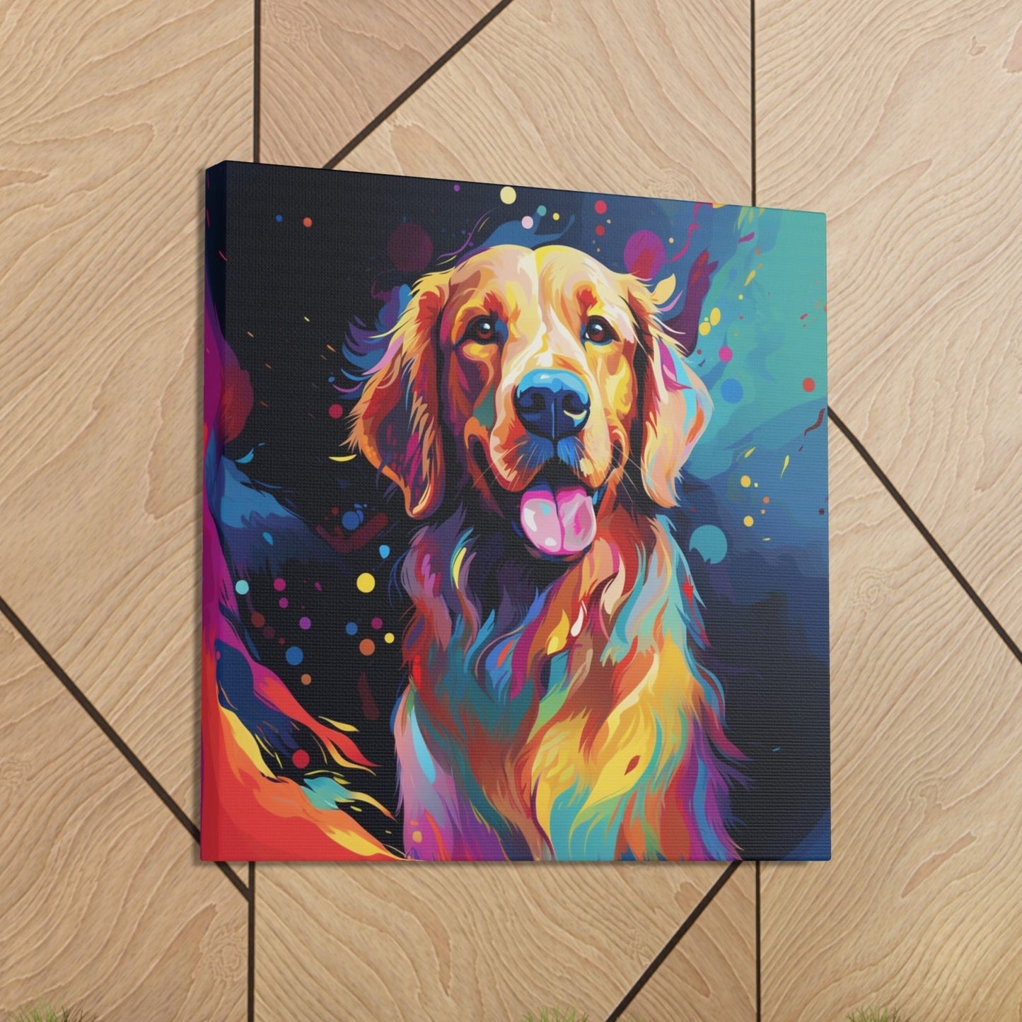 cute Golden Retriever modern art canvas print