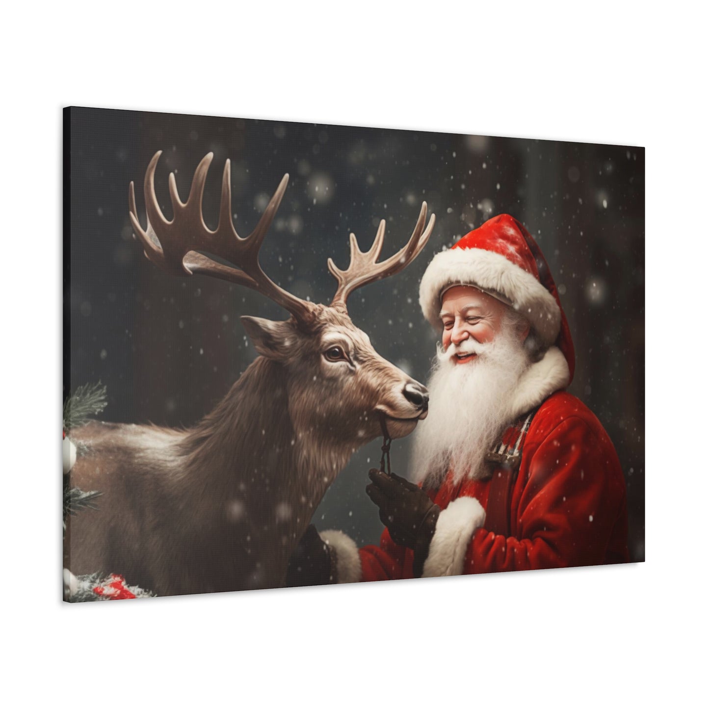 Santa Claus with reindeer canvas print