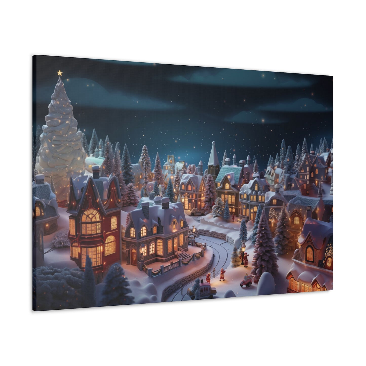 snowy christmas village wall decor