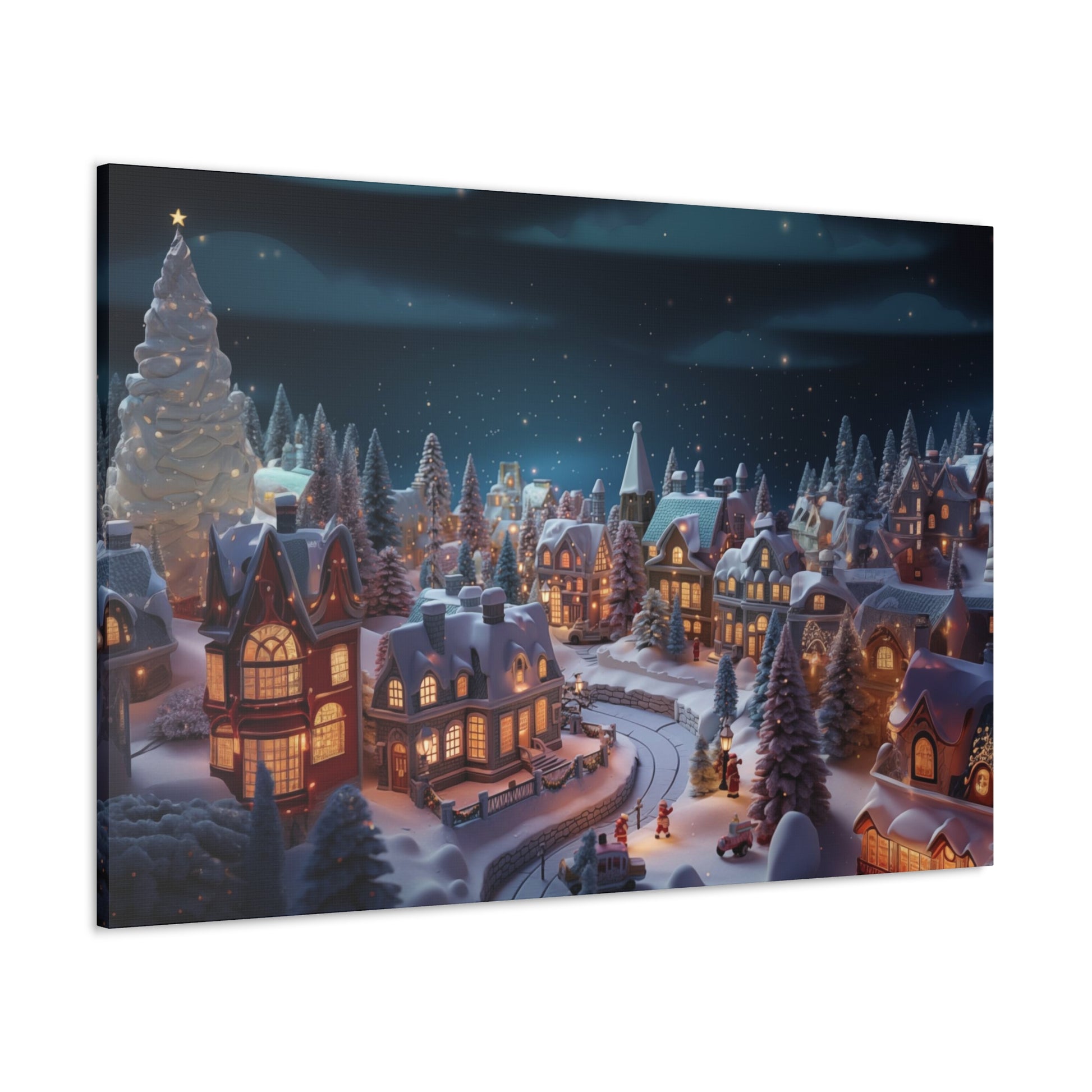 snowy christmas village wall decor