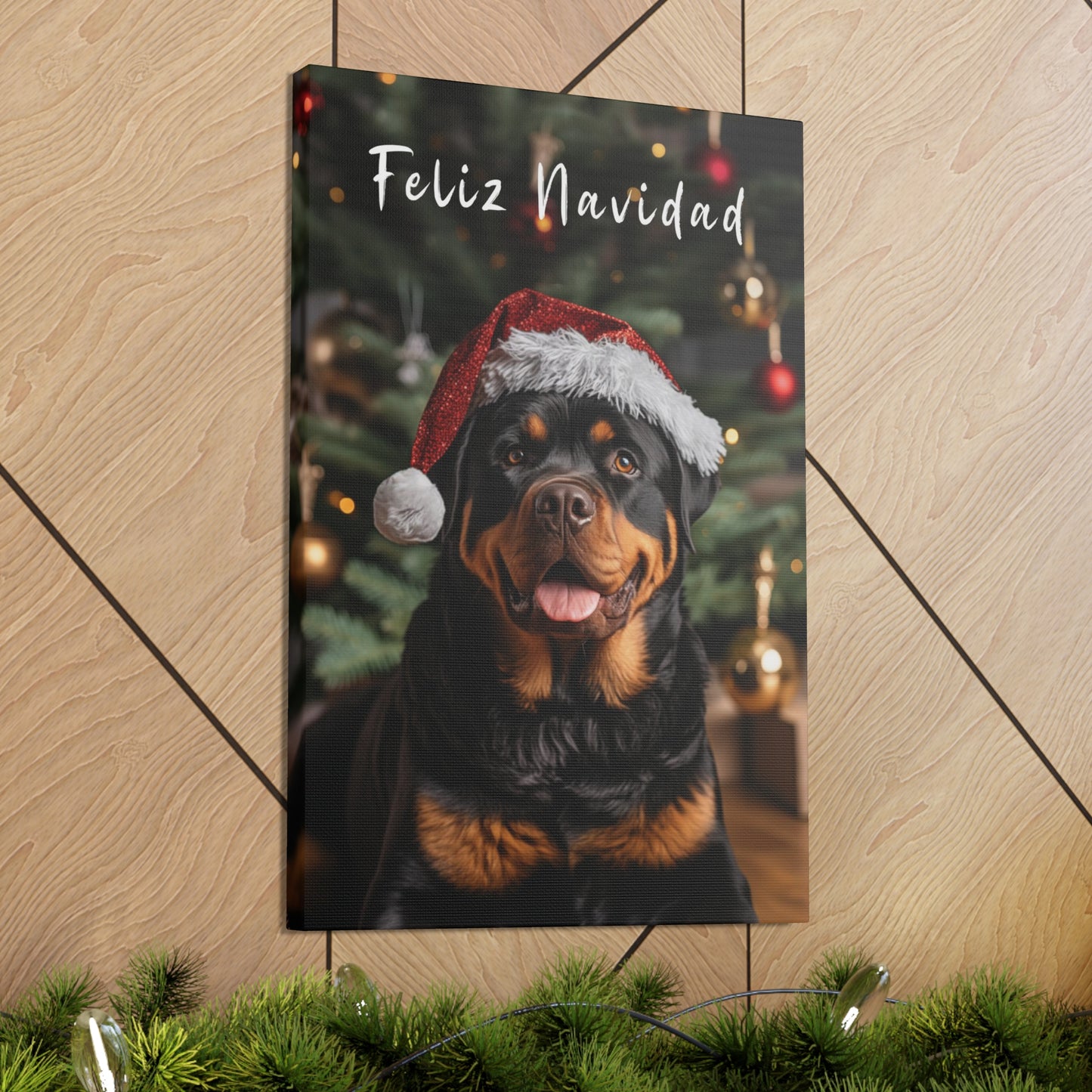 Christmas Rottweilers with Santa hat decor ideas