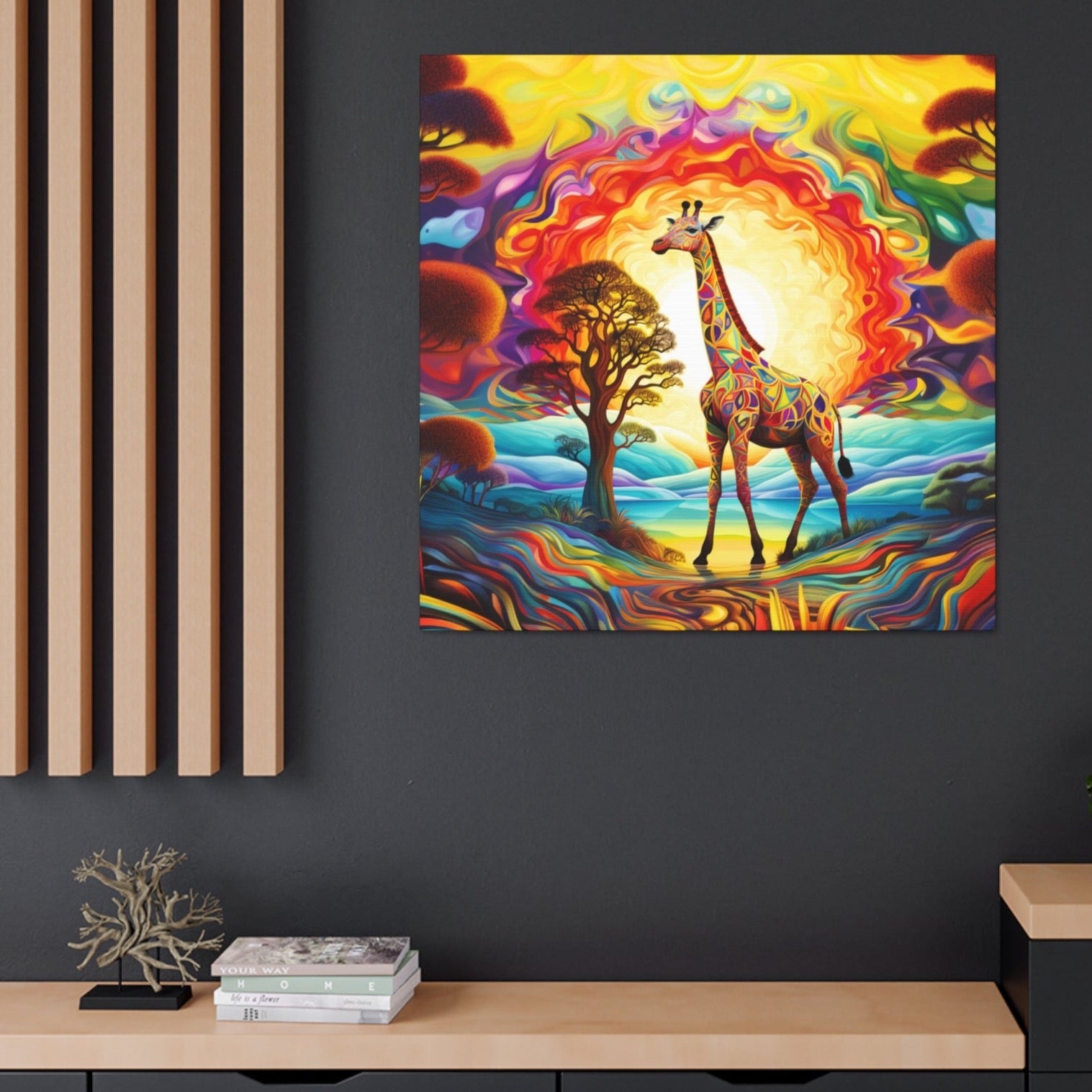 aesthetic giraffes stretched canvas print