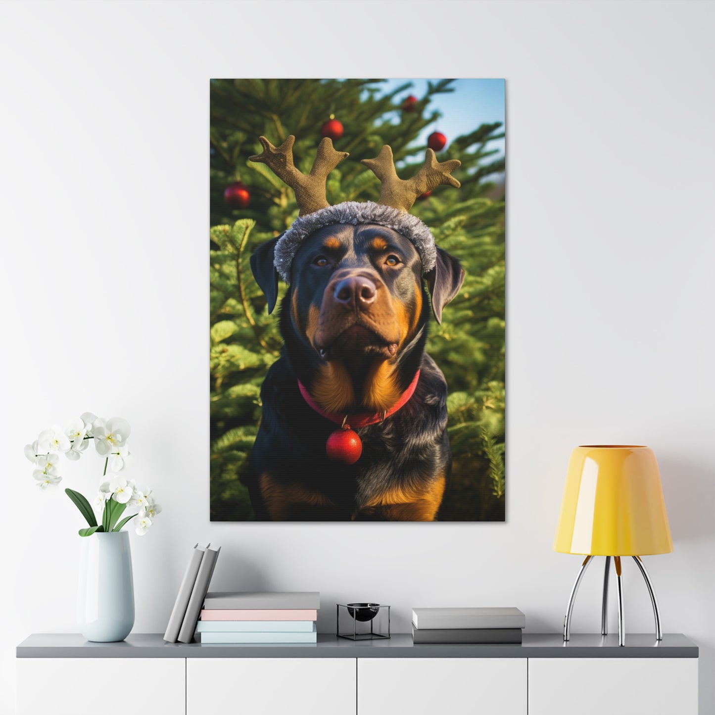 Christmas Rottweiler canvas prints