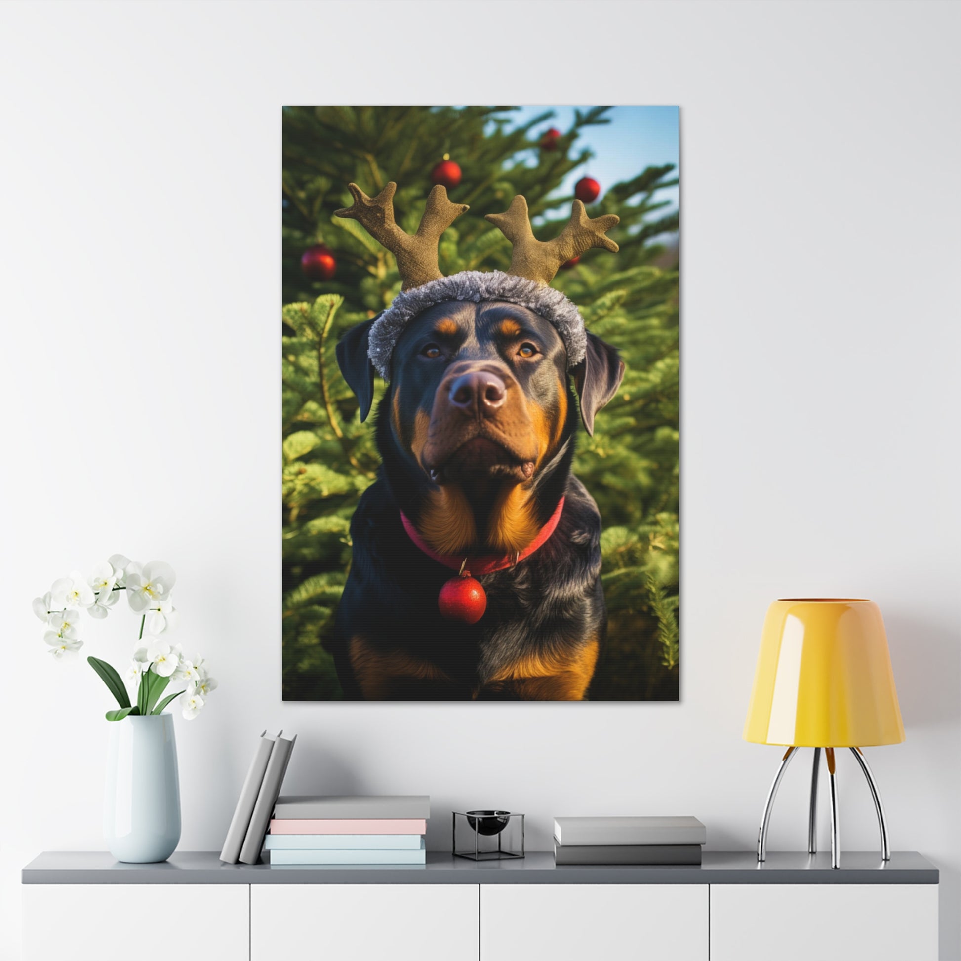 Christmas Rottweiler canvas prints