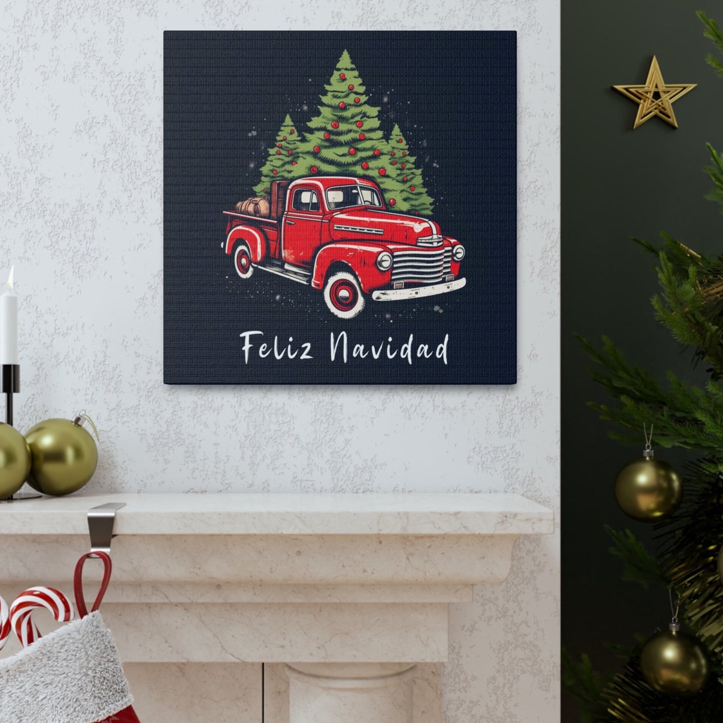 Christmas truck canvas prints