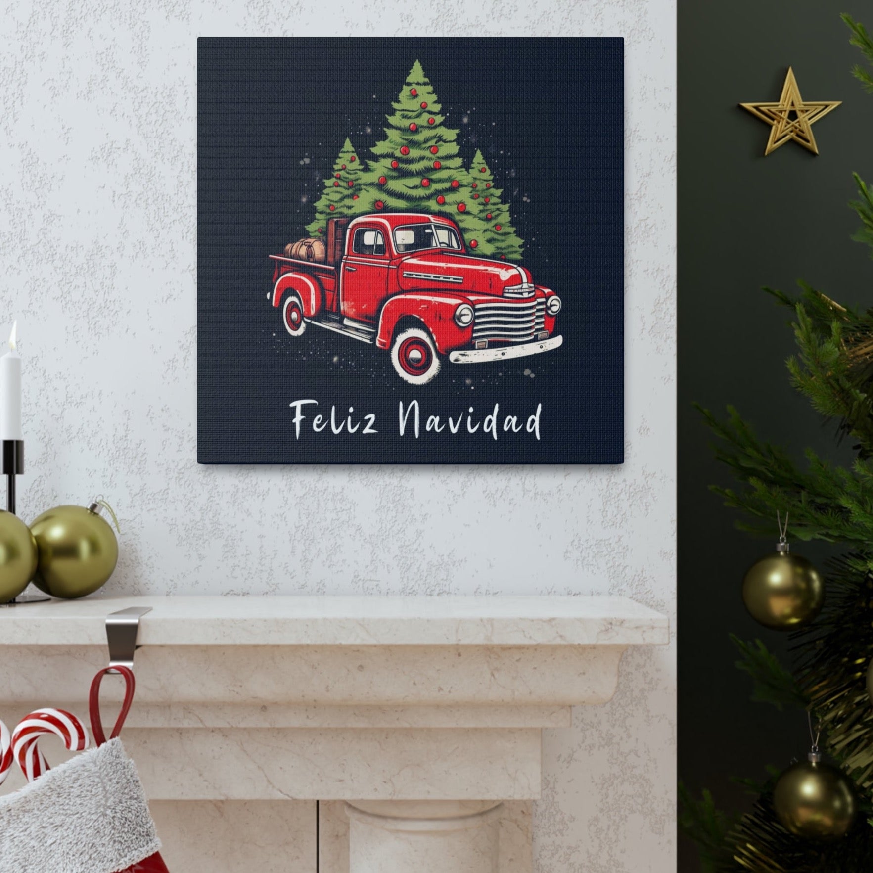 Christmas truck canvas prints