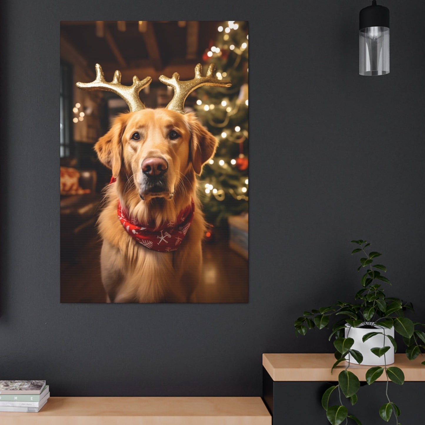 Christmas Golden Retriever wall decor