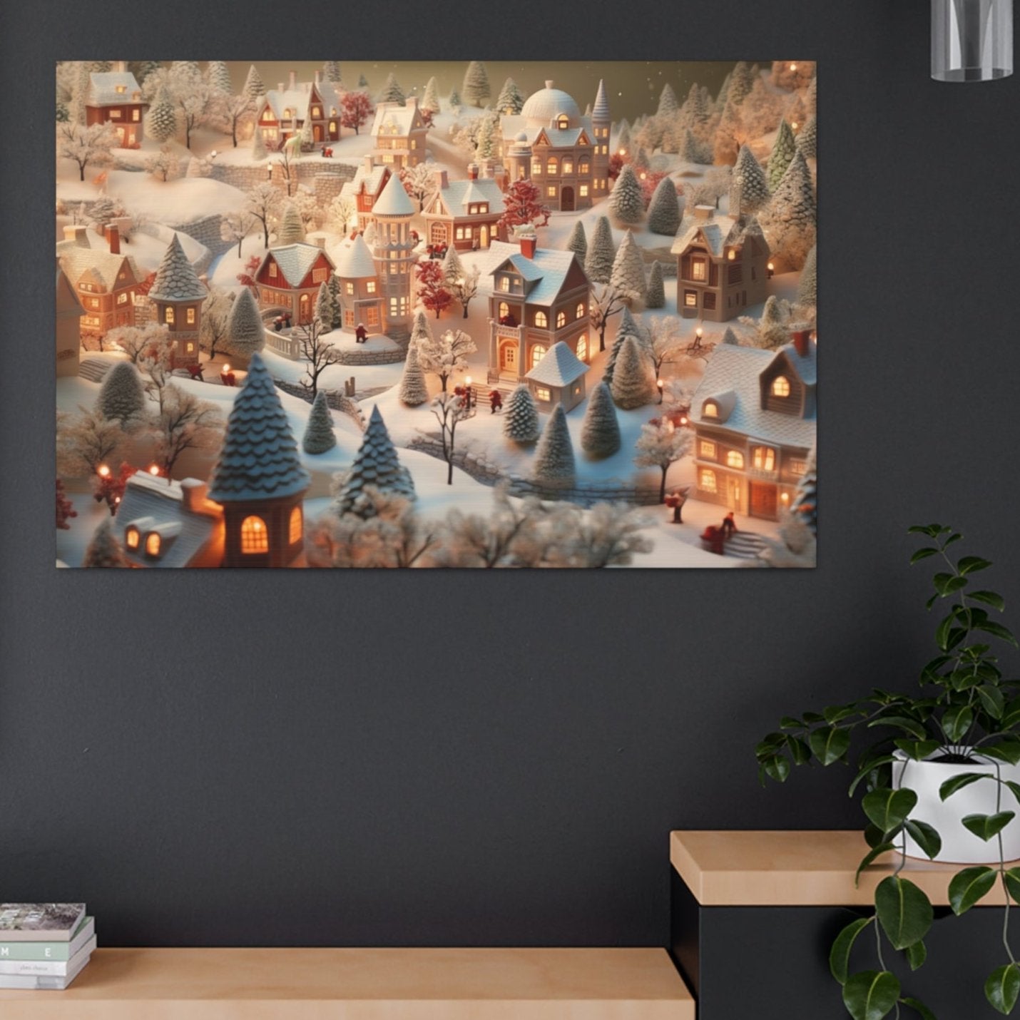 cute christmas village art prints