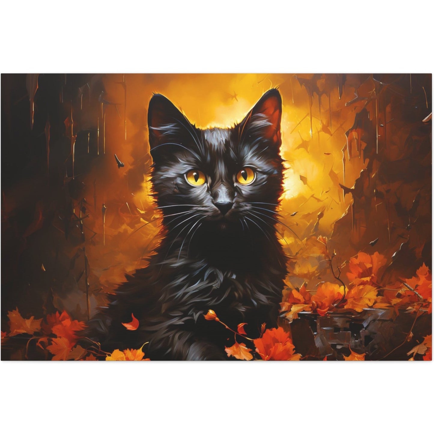 Impressionist black cats Halloween wall art, Halloween aesthetic black cats canvas prints Impressionism
