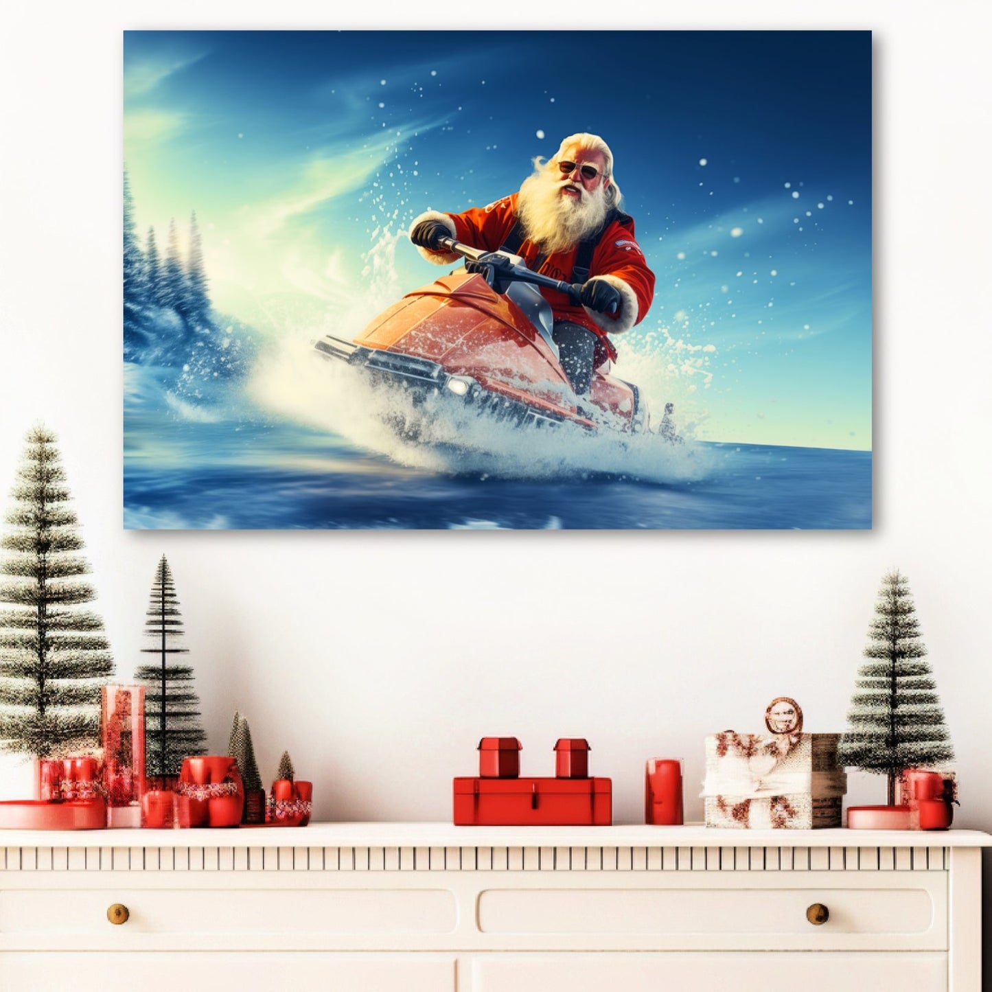 santa on jet ski, santa jet skiing