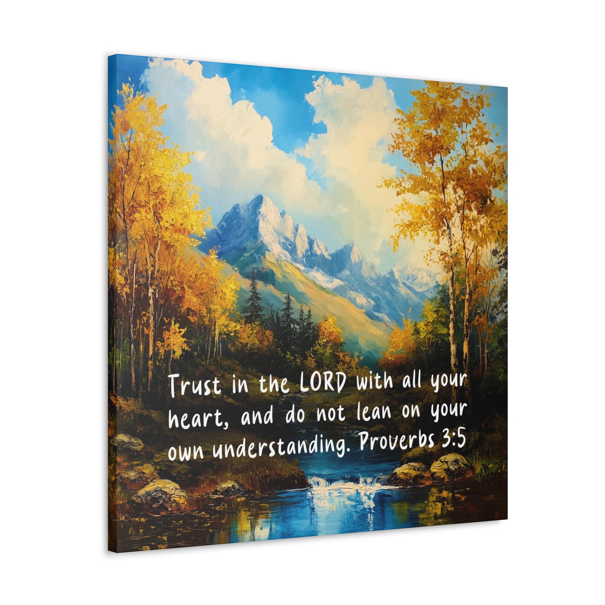 Christian wall hanging mountains river stream waterfall Proverbs 3:5