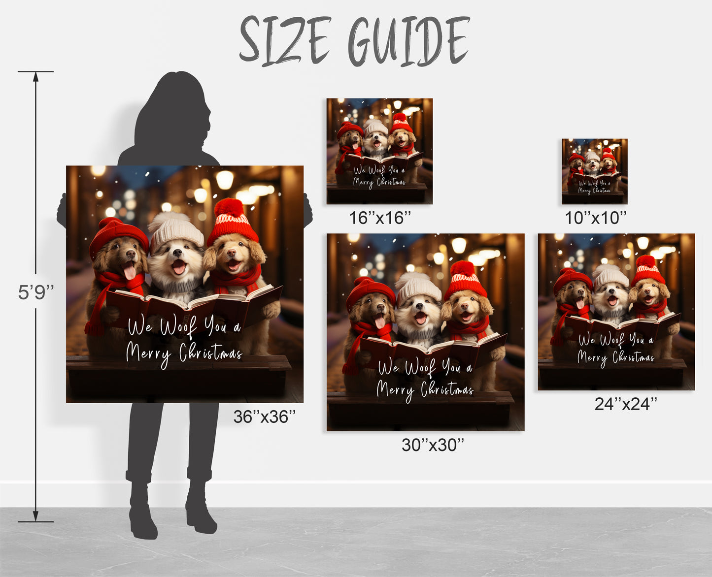 Christmas carolers dogs art prints