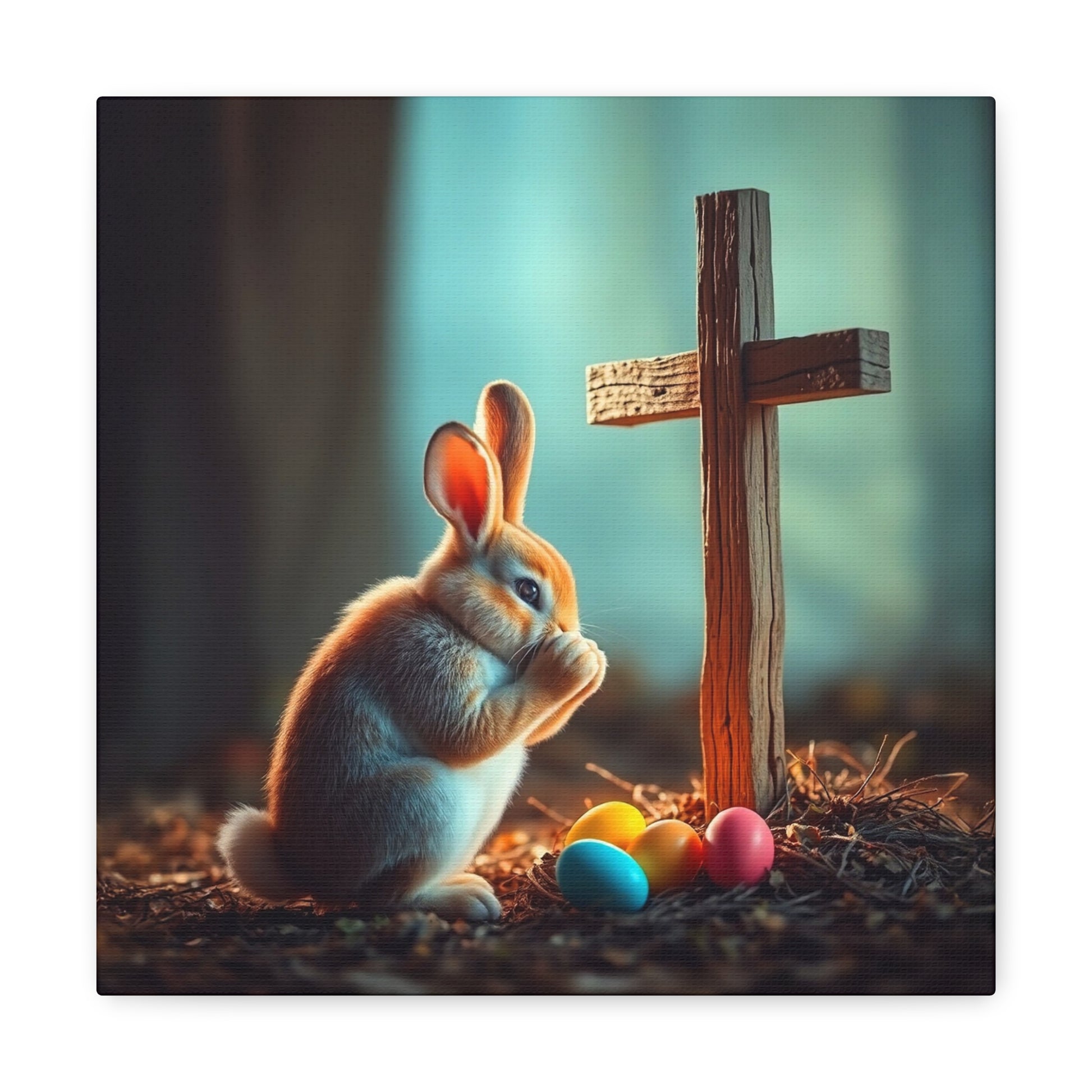 Easter Bunny and cross resurrection Easter artwork